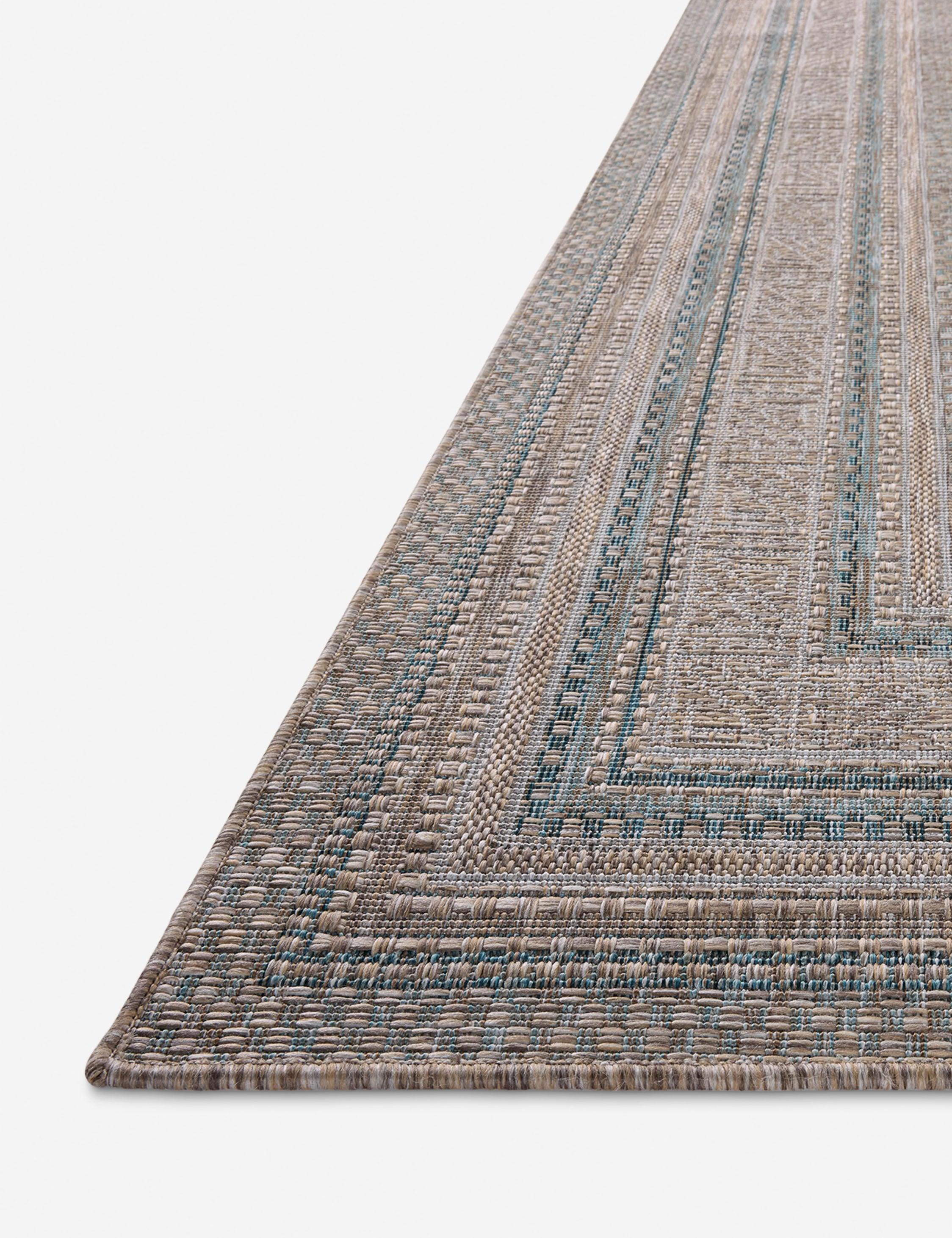Topanga III Indoor / Outdoor Rug by Amber Lewis x Loloi - Natural and Teal / 6'7" x 9'4"