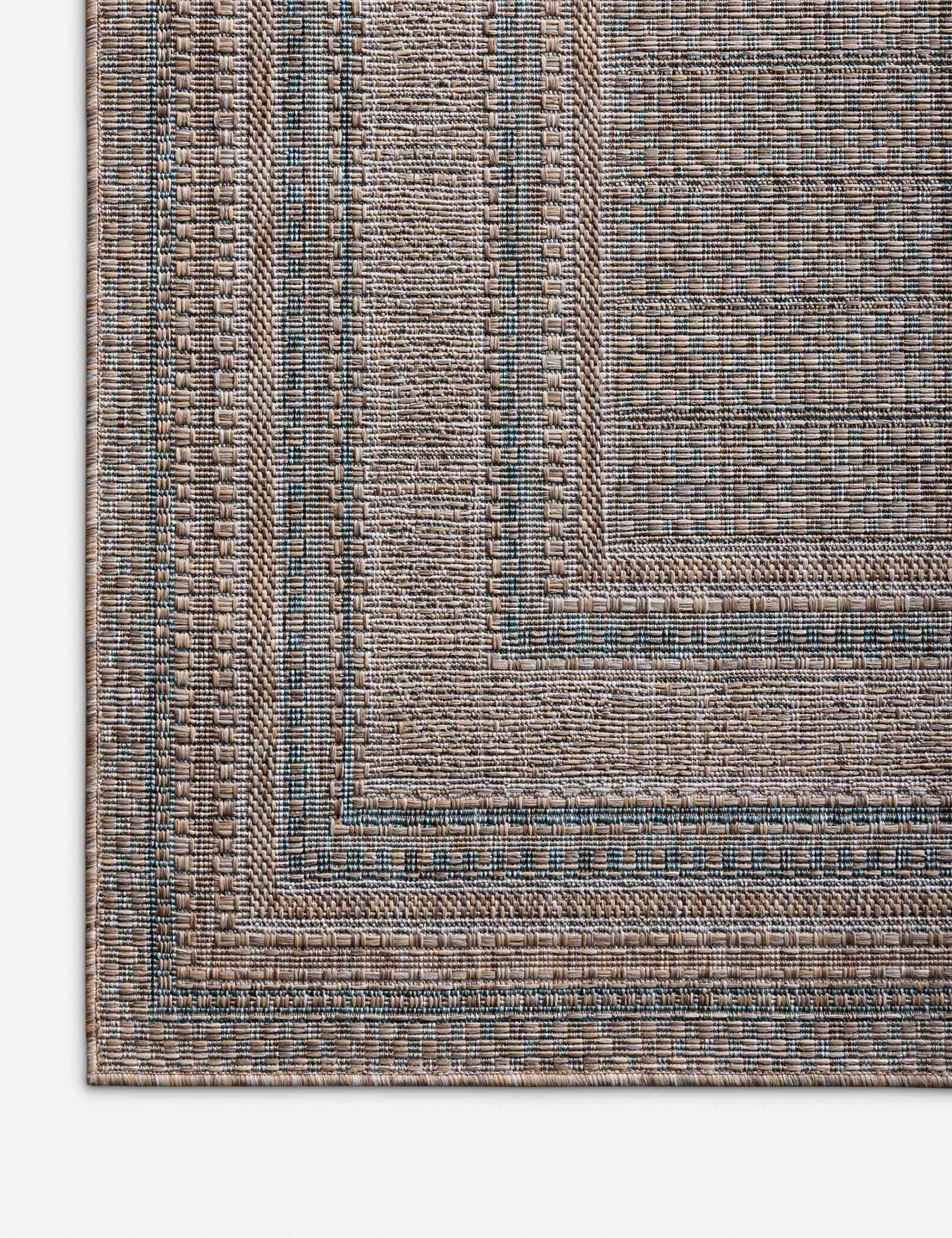 Topanga III Indoor / Outdoor Rug by Amber Lewis x Loloi - Natural and Teal / 6'7" x 9'4"