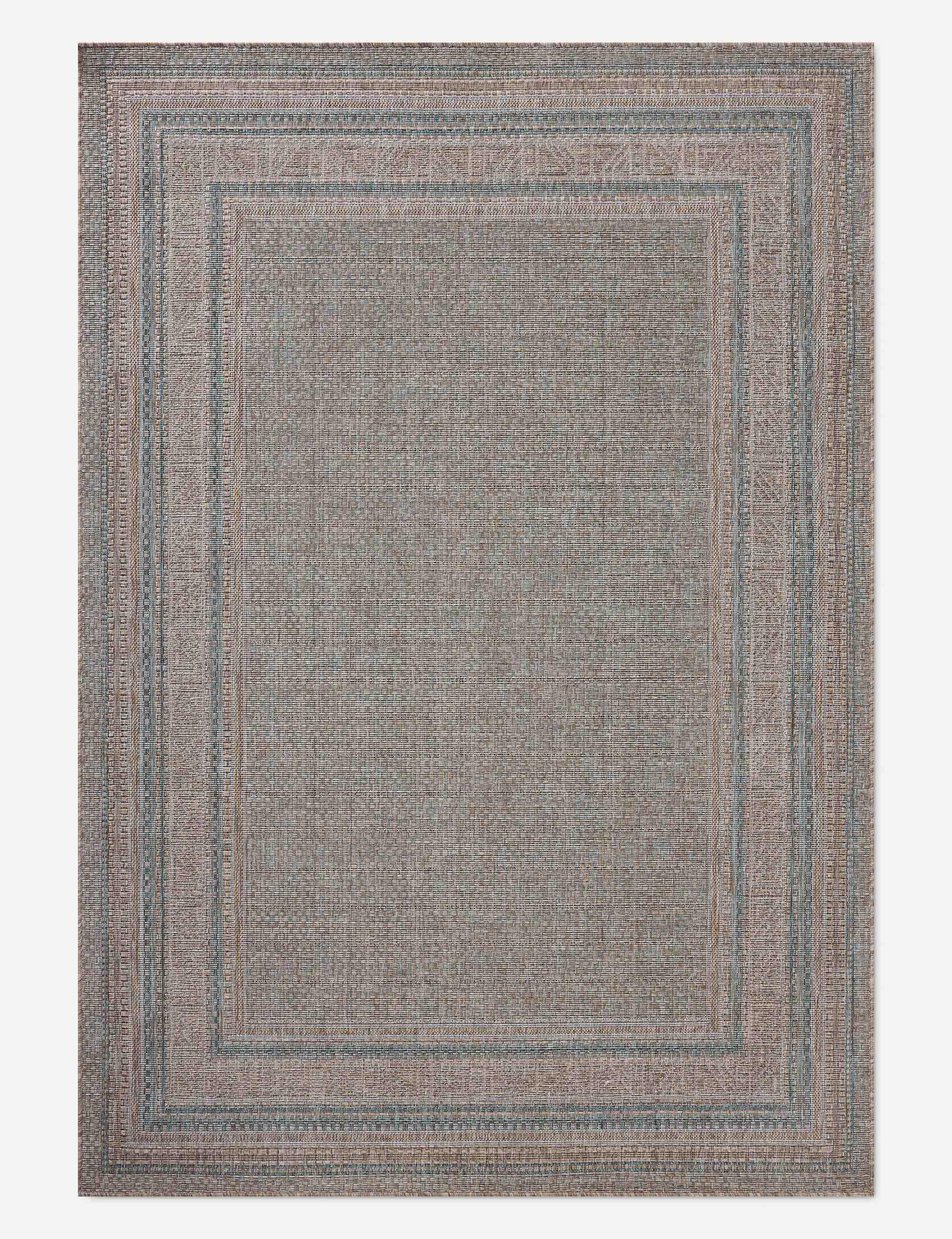 Topanga III Indoor / Outdoor Rug by Amber Lewis x Loloi - Natural and Teal / 6'7" x 9'4"