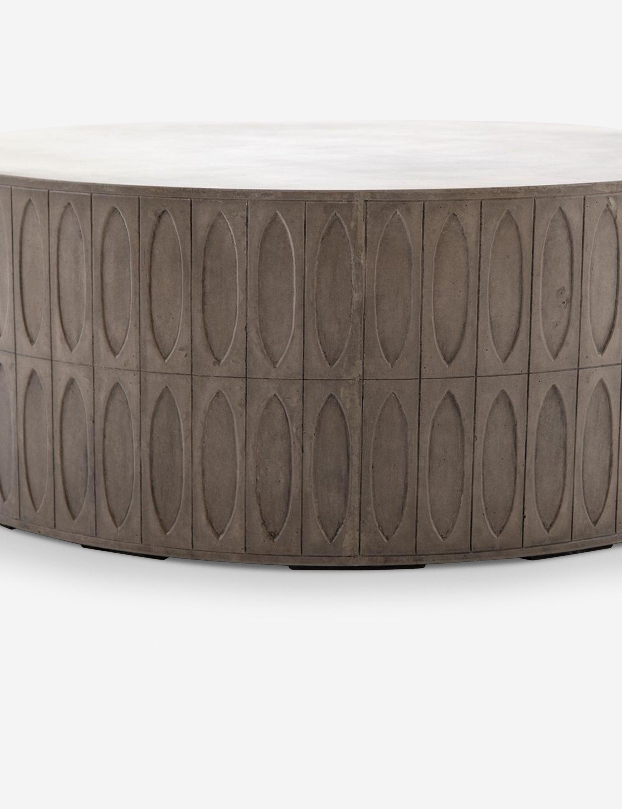 Colorado Contemporary Round Drum Coffee Table in Dark Grey