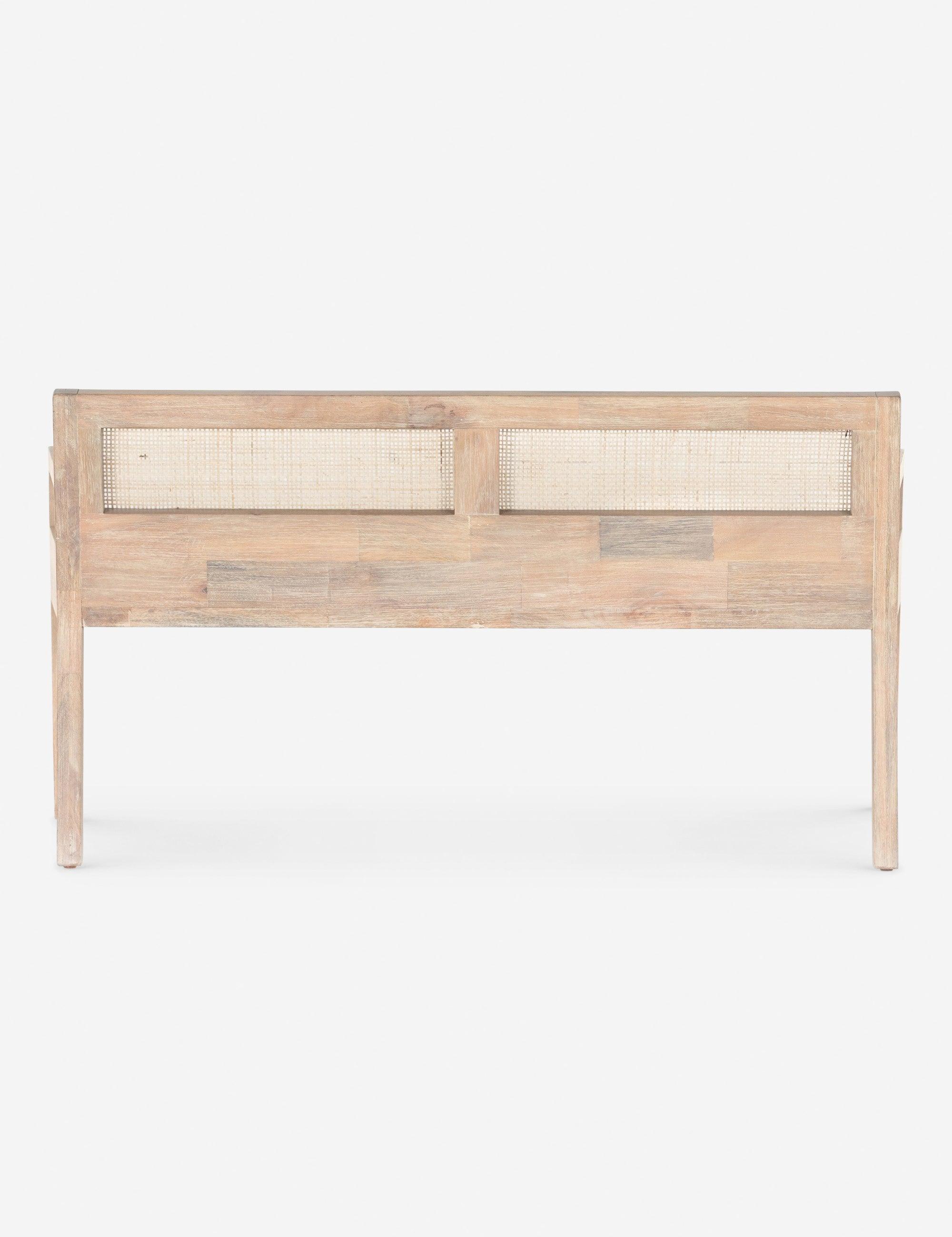 Contemporary Cream Mango Wood and Woven Cane 54" Bench