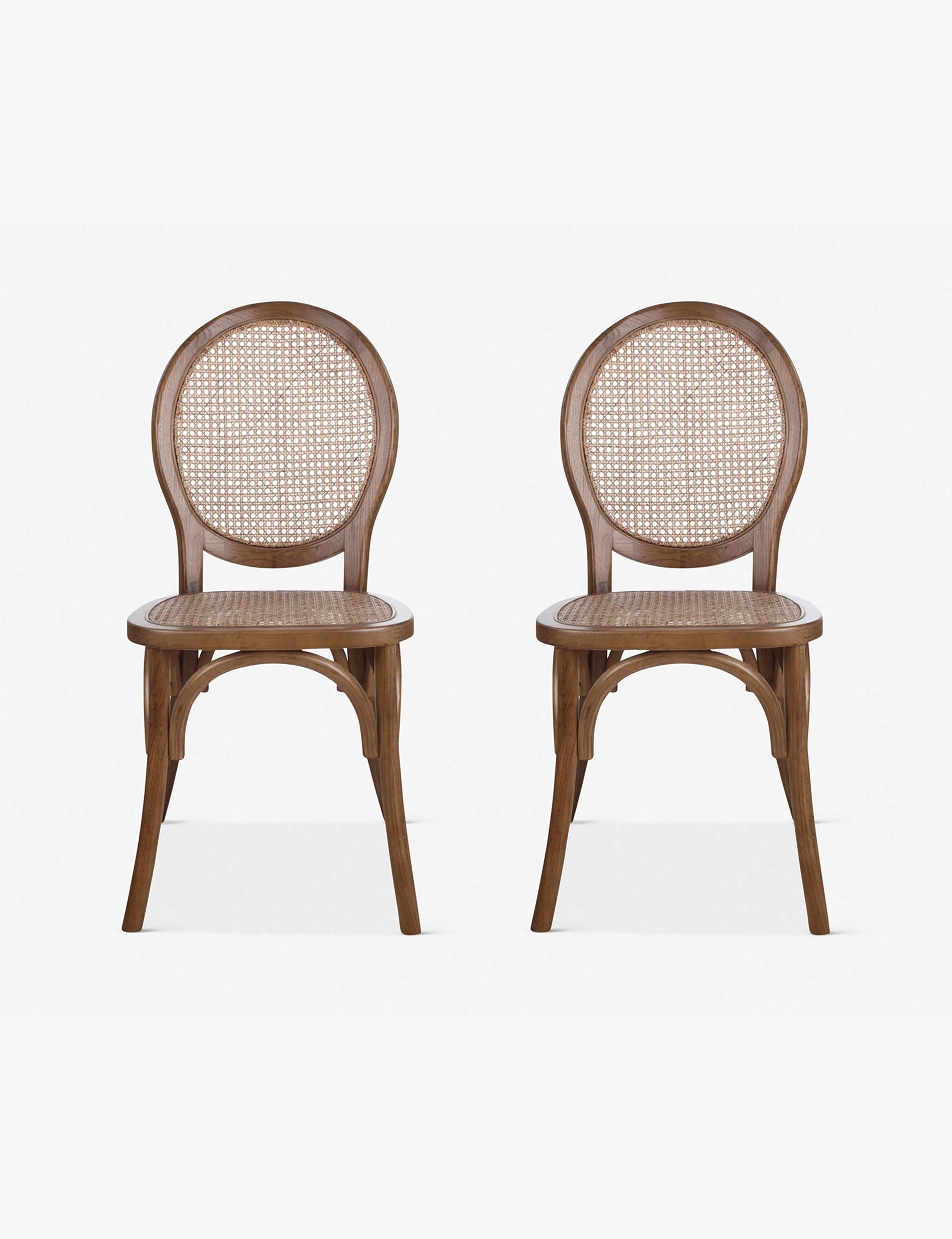 Scandinavian Inspired Brown Cane Wood Side Chair