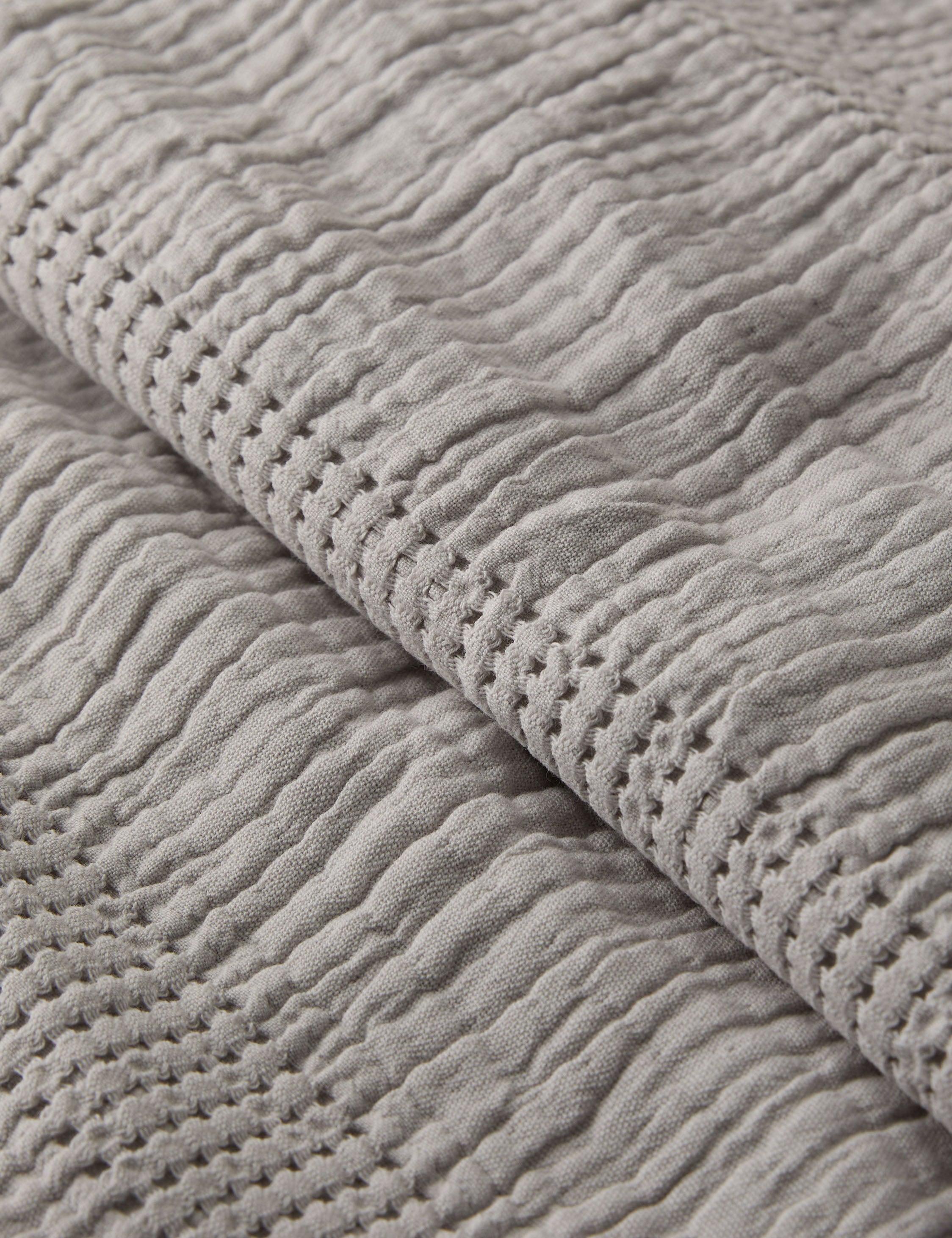 Nantucket Cotton Matelassé Coverlet by Pom Pom at Home - Grey / King