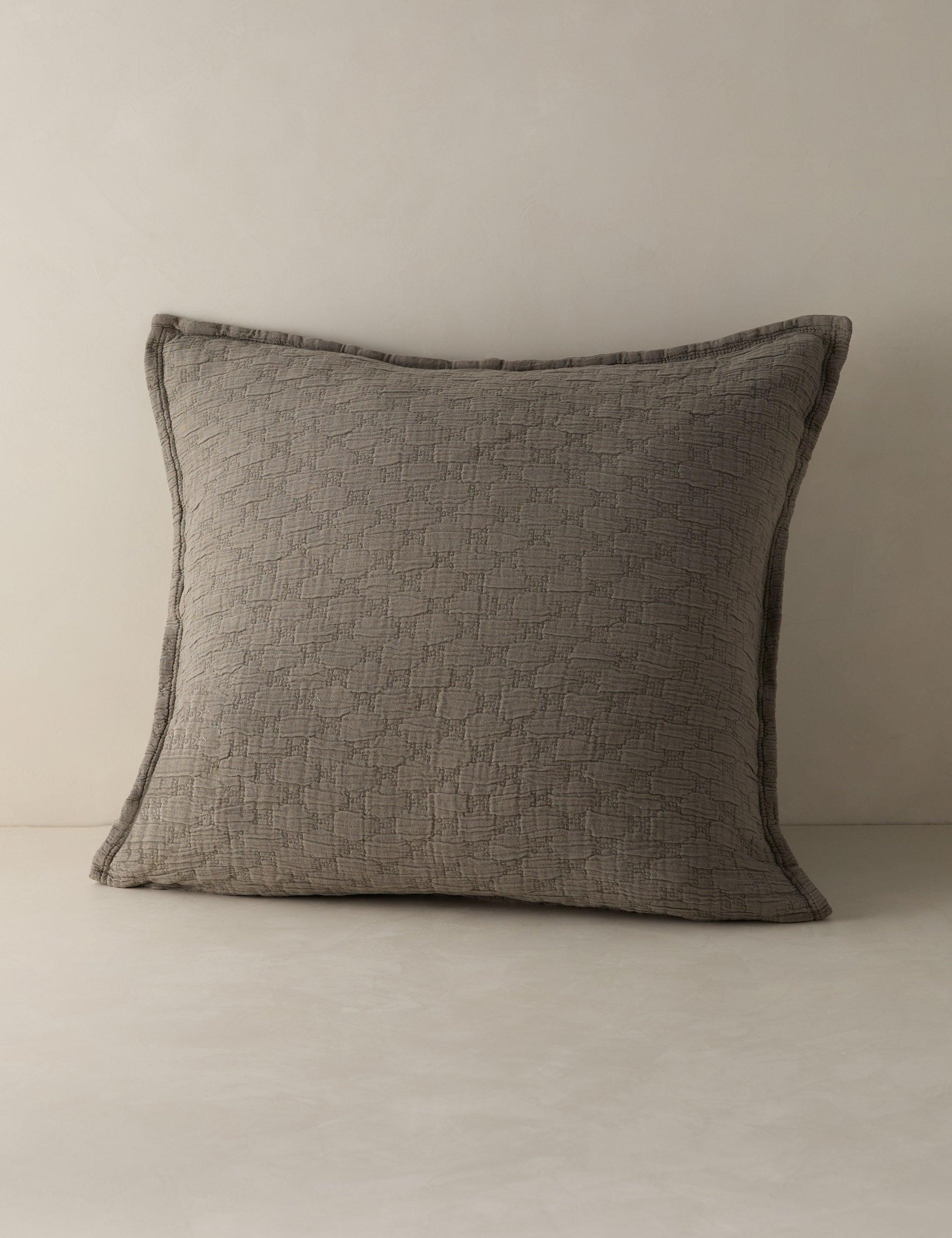 Ojai Cotton Matelasse Euro Sham by Pom Pom at Home - Pebble / Euro