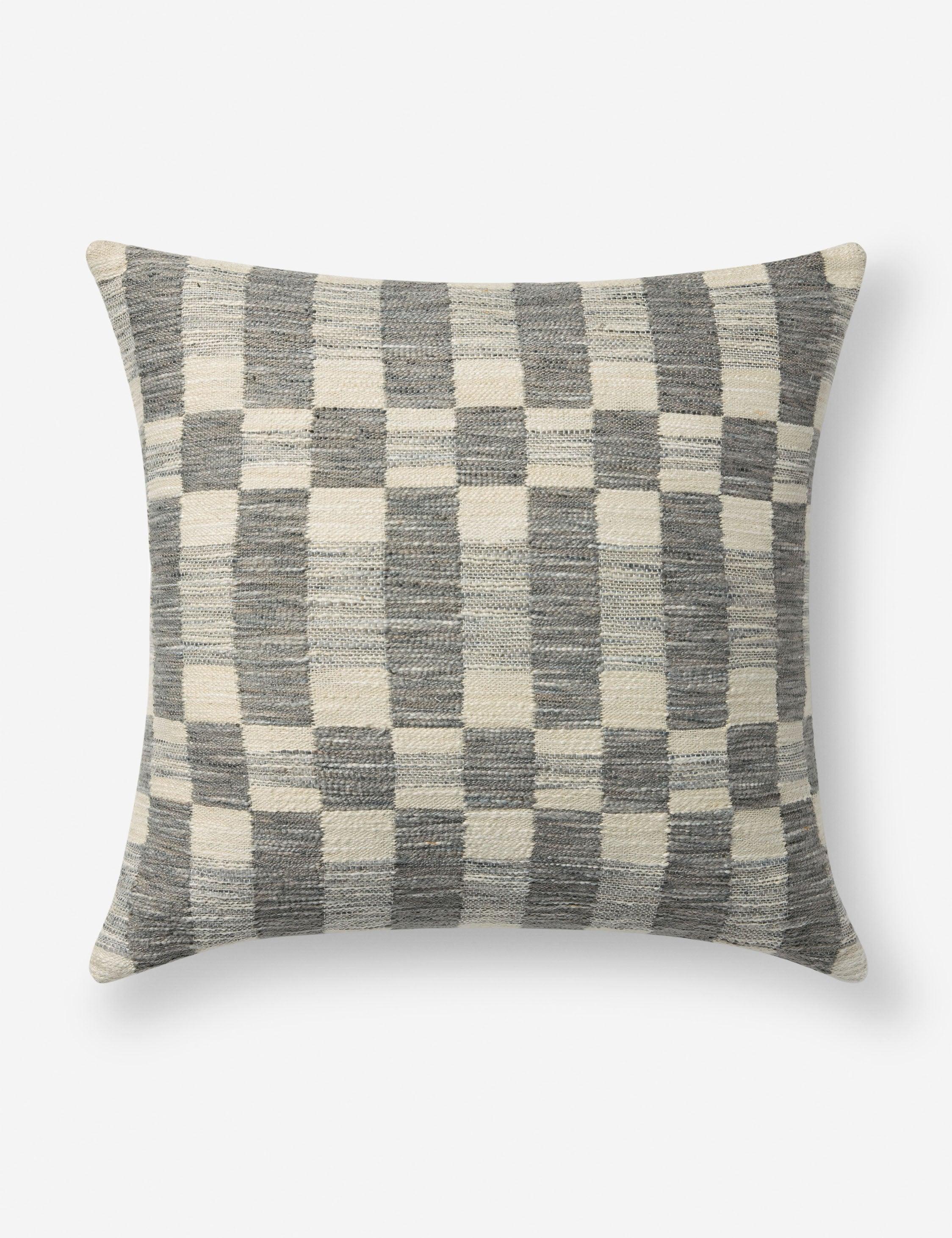 Adams Pillow by Amber Lewis x Loloi - Charcoal and Ivory / 18" x 18" / Down