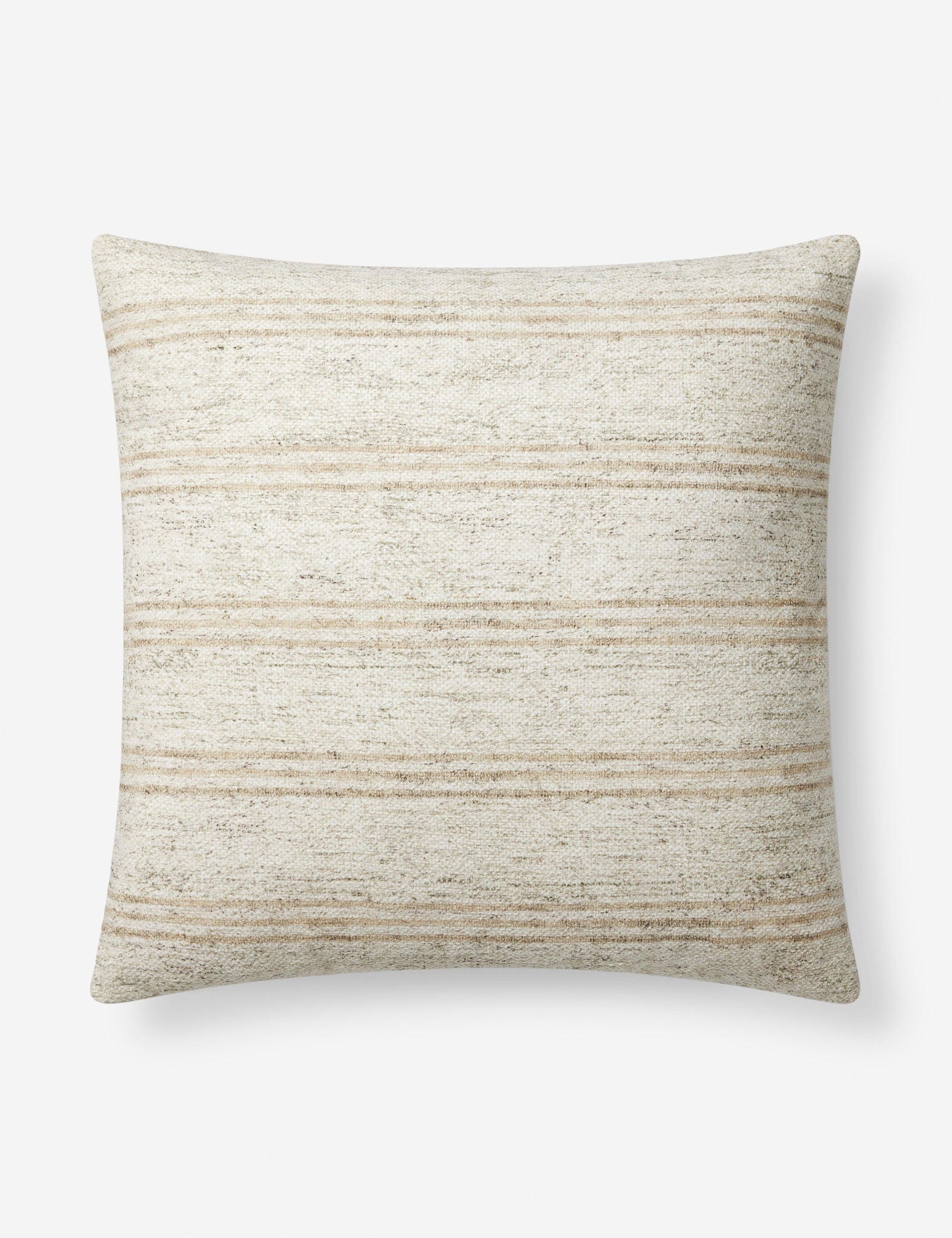 Zephyr Pillow by Amber Lewis x Loloi - Ivory and Natural / 18" x 18" / Down