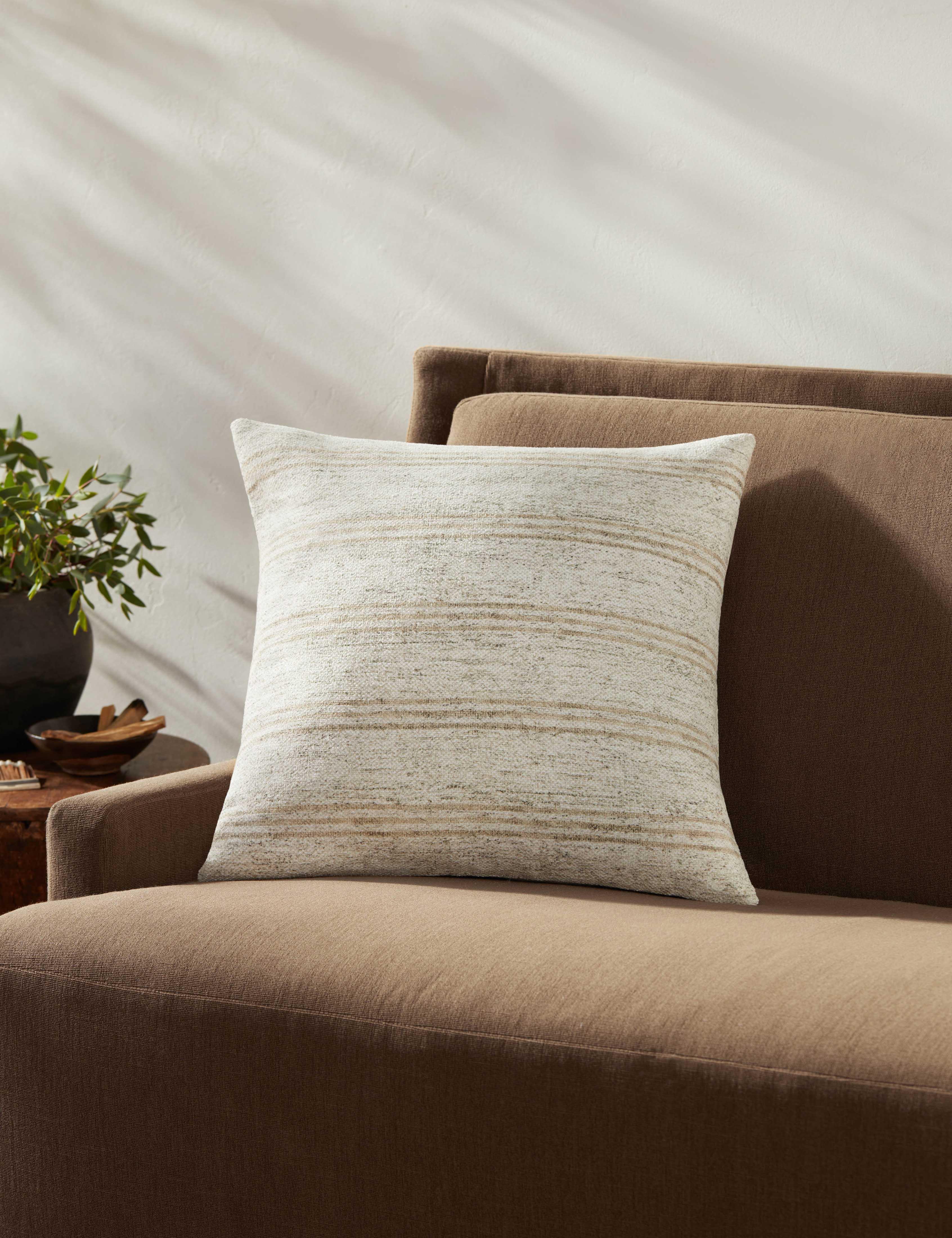 Zephyr Pillow by Amber Lewis x Loloi - Ivory and Natural / 18" x 18" / Down