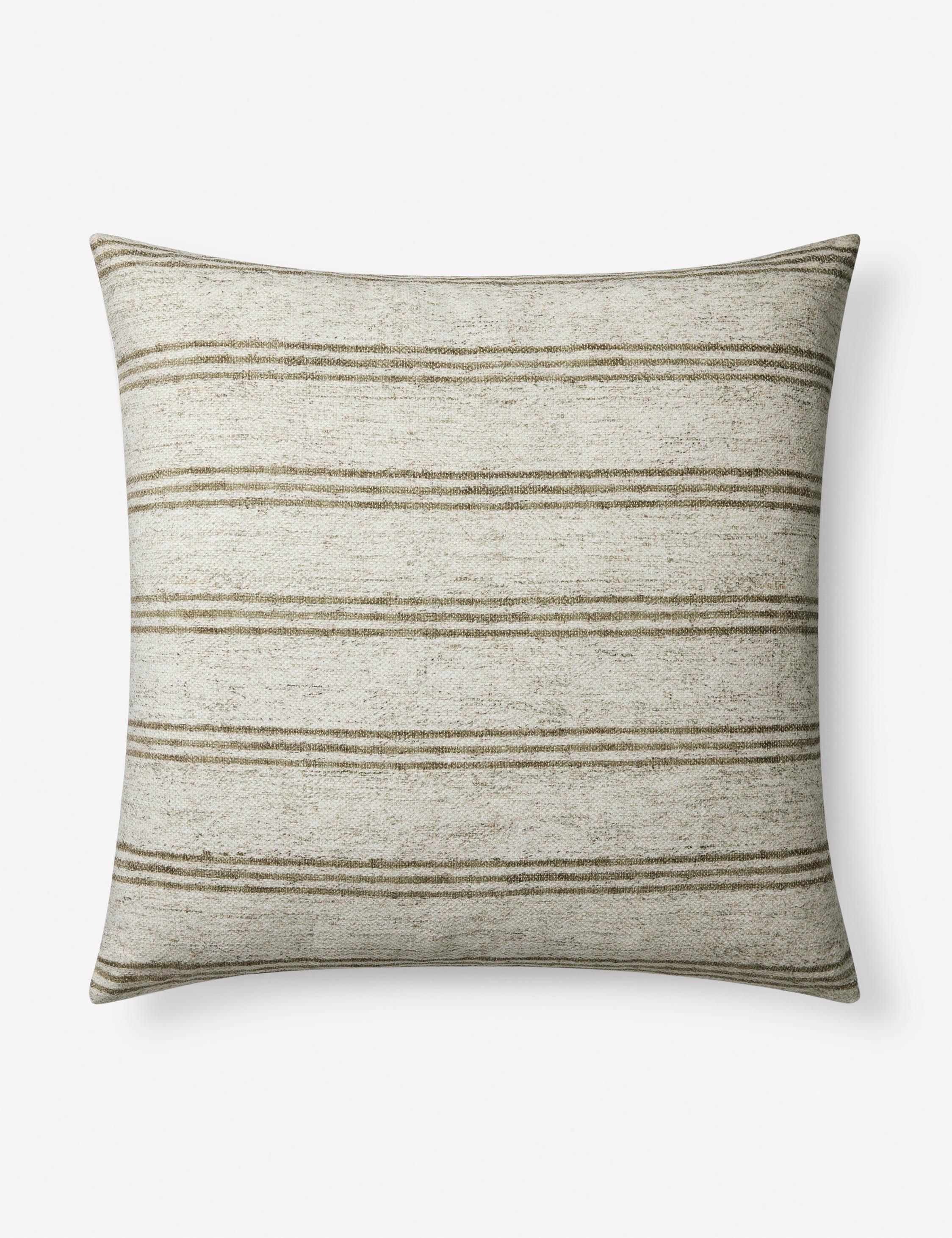 Zephyr Pillow by Amber Lewis x Loloi - Ivory and Olive / 22" x 22" / Polyester