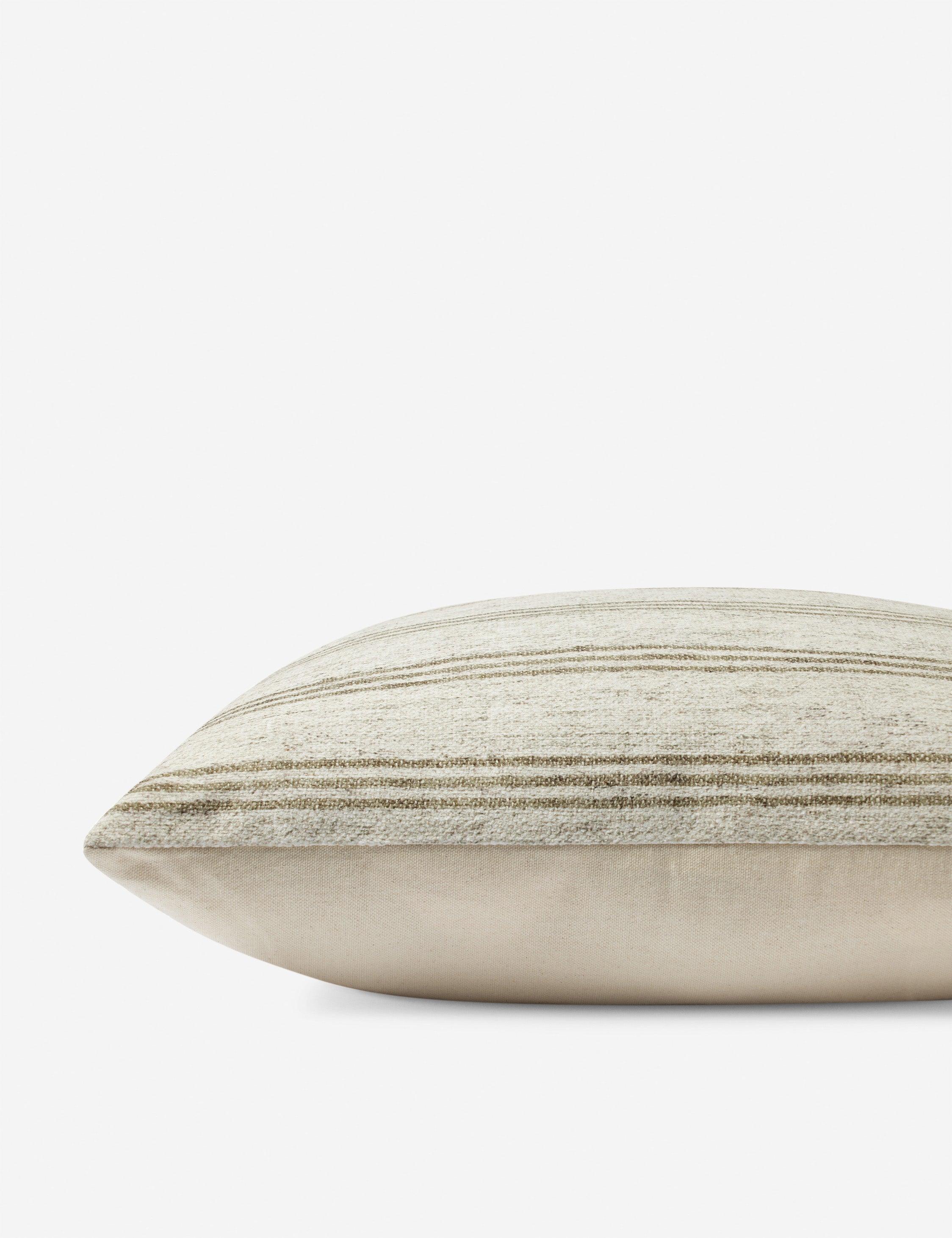 Zephyr Pillow by Amber Lewis x Loloi - Ivory and Olive / 22" x 22" / Polyester