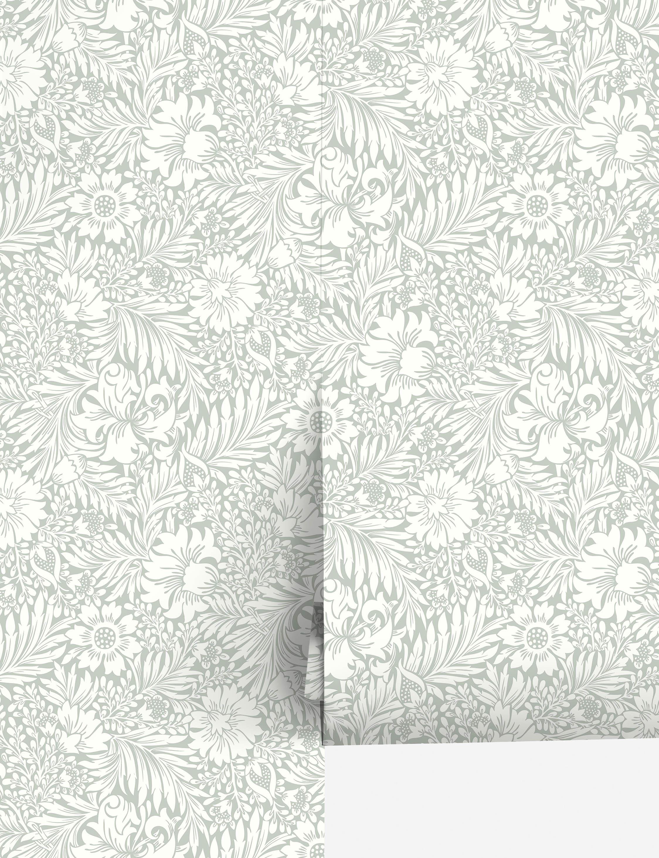 Modern Acanthus Peel + Stick Wallpaper by Erin & Ben Co. - Gray
