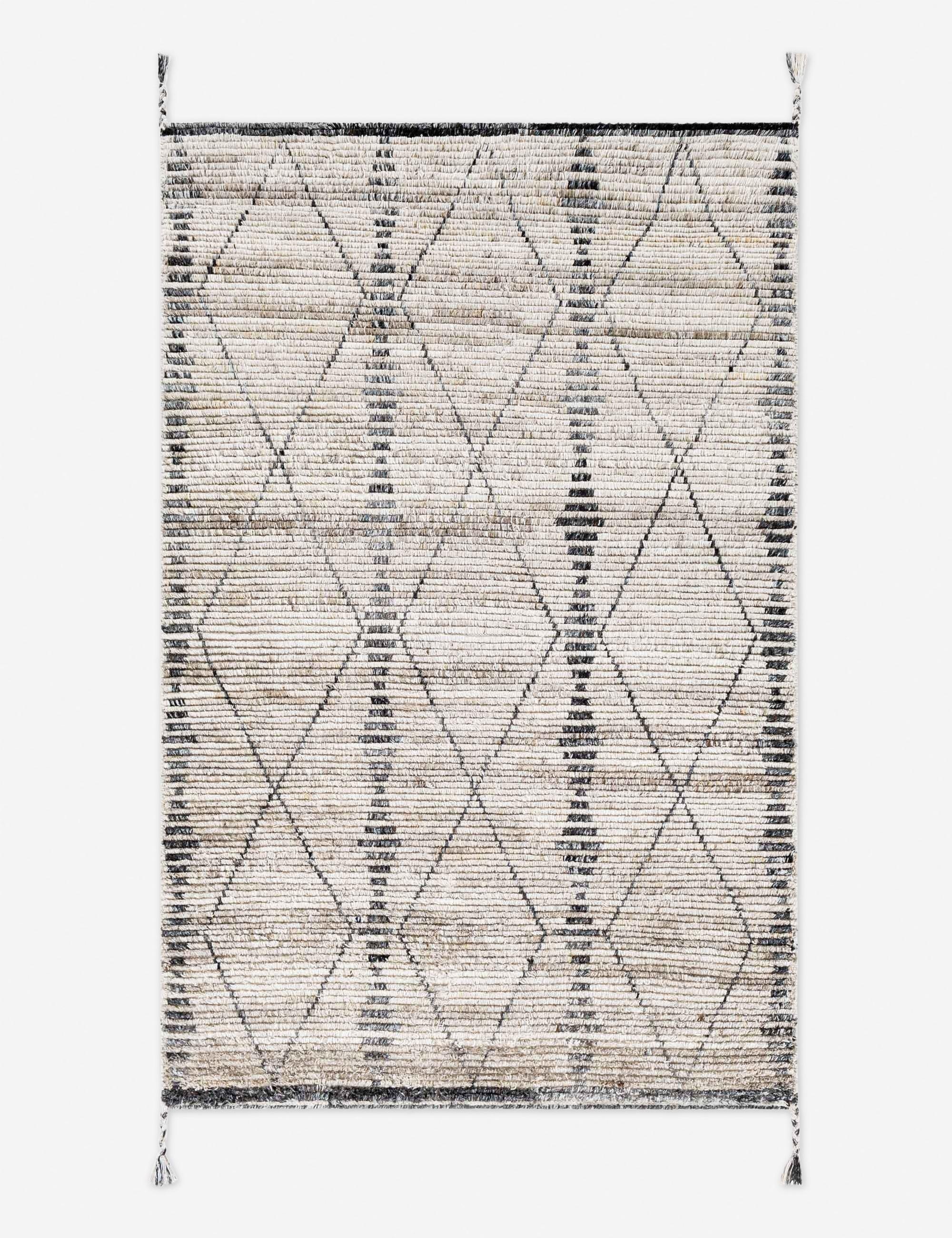 Modern Geometric Hand-Knotted 5' x 7' Gray Synthetic Area Rug