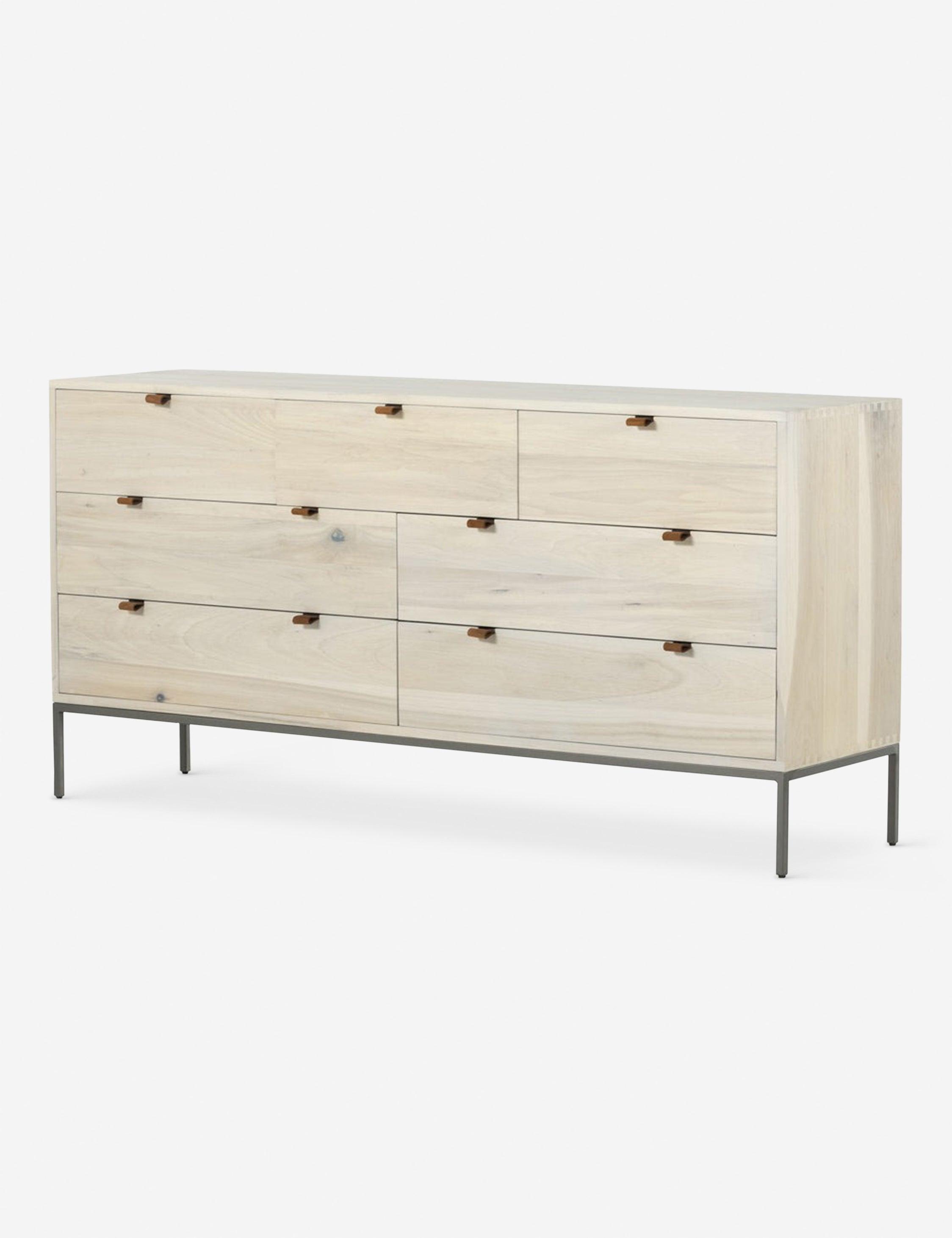 Fulton Double 70'' White Dove Poplar Mid-Century Dresser with Dovetail Drawers