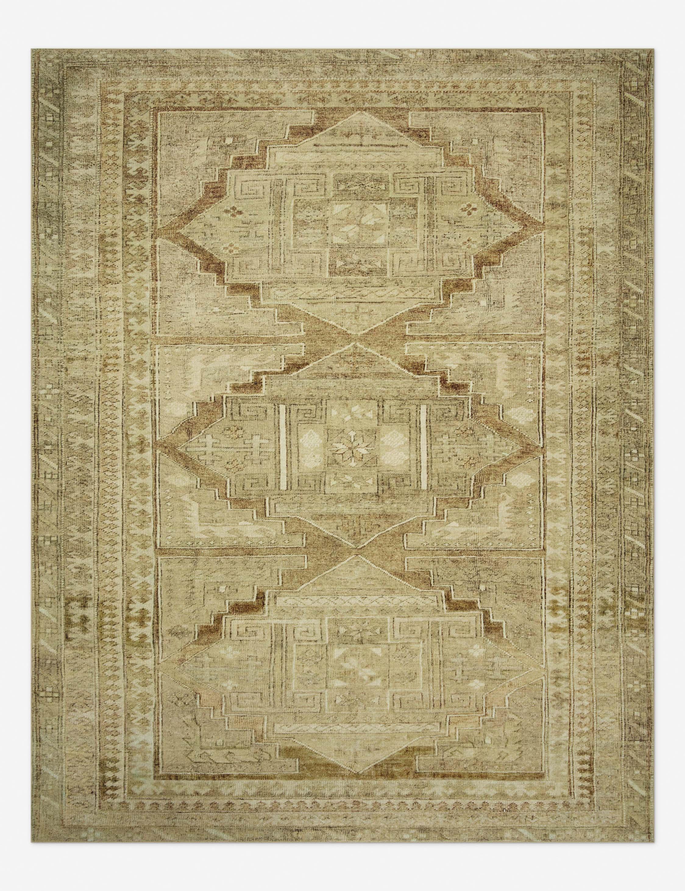 Sinclair Washable Synthetic Khaki & Tobacco 5' x 7' Area Rug