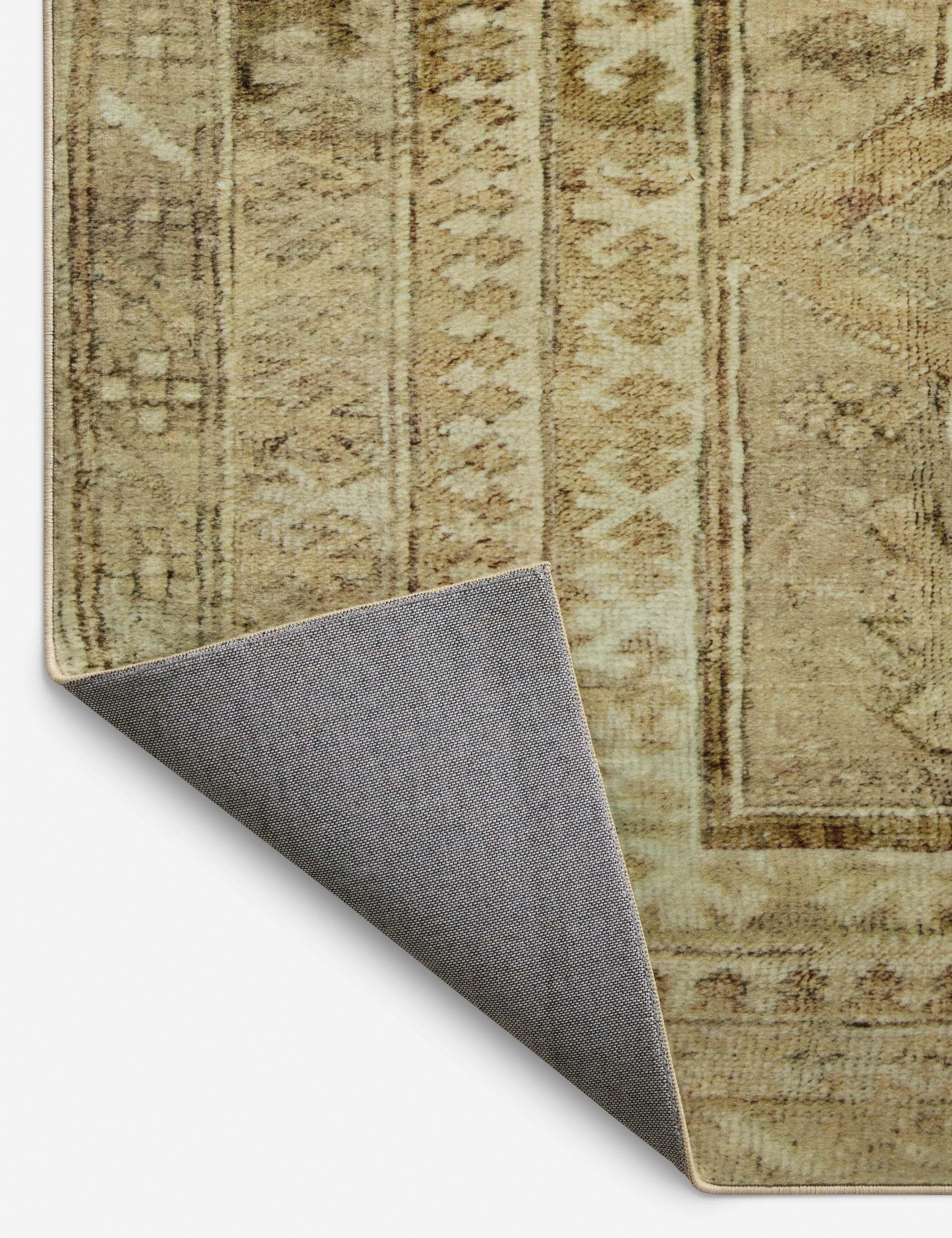 Sinclair Washable Synthetic Khaki & Tobacco 5' x 7' Area Rug