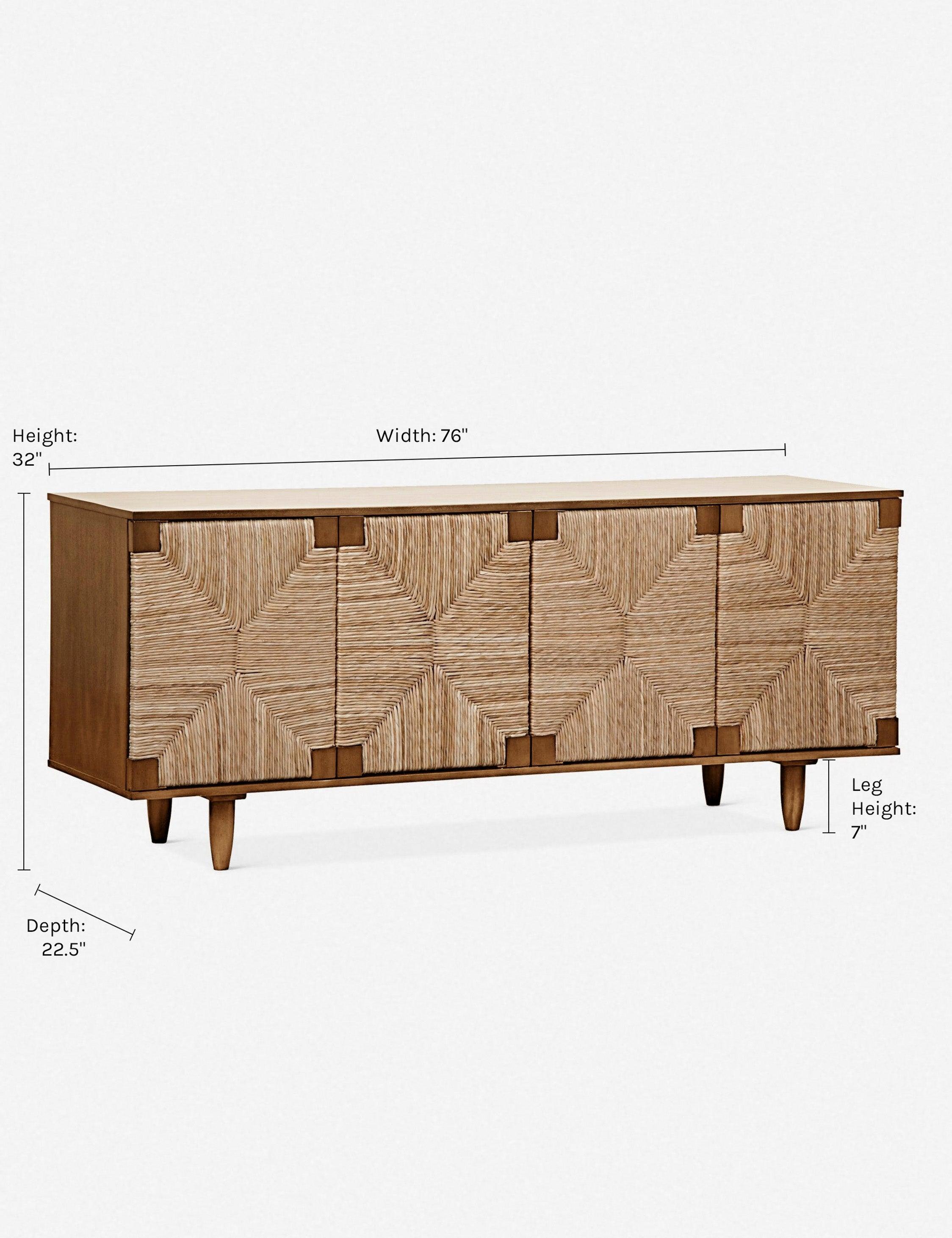 Sian Rush Seagrass and Teak Sideboard - Natural Finish