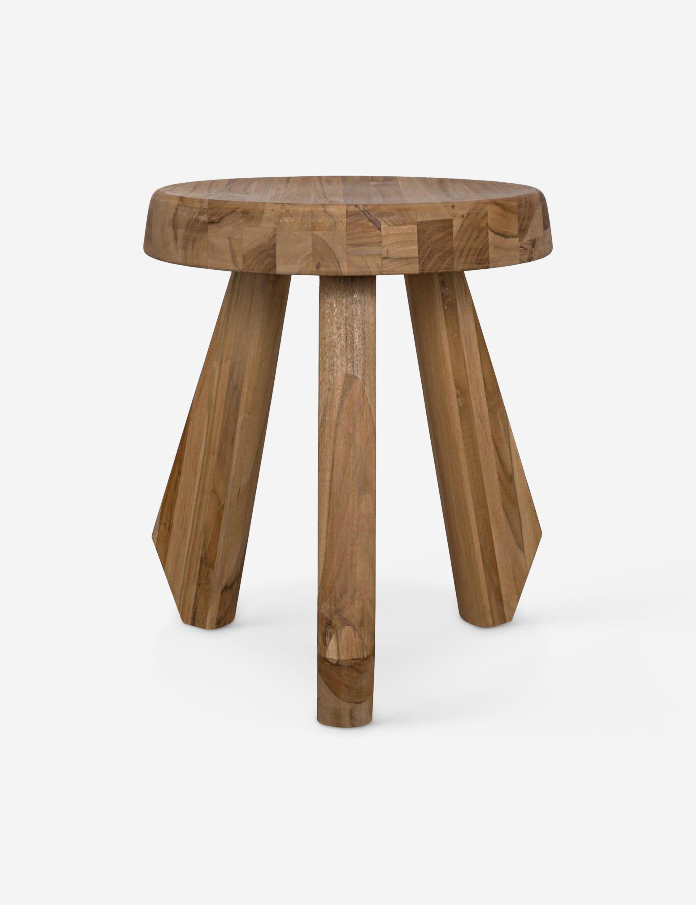 Noir Priam 15" Teak Wood 3-Legged Stool