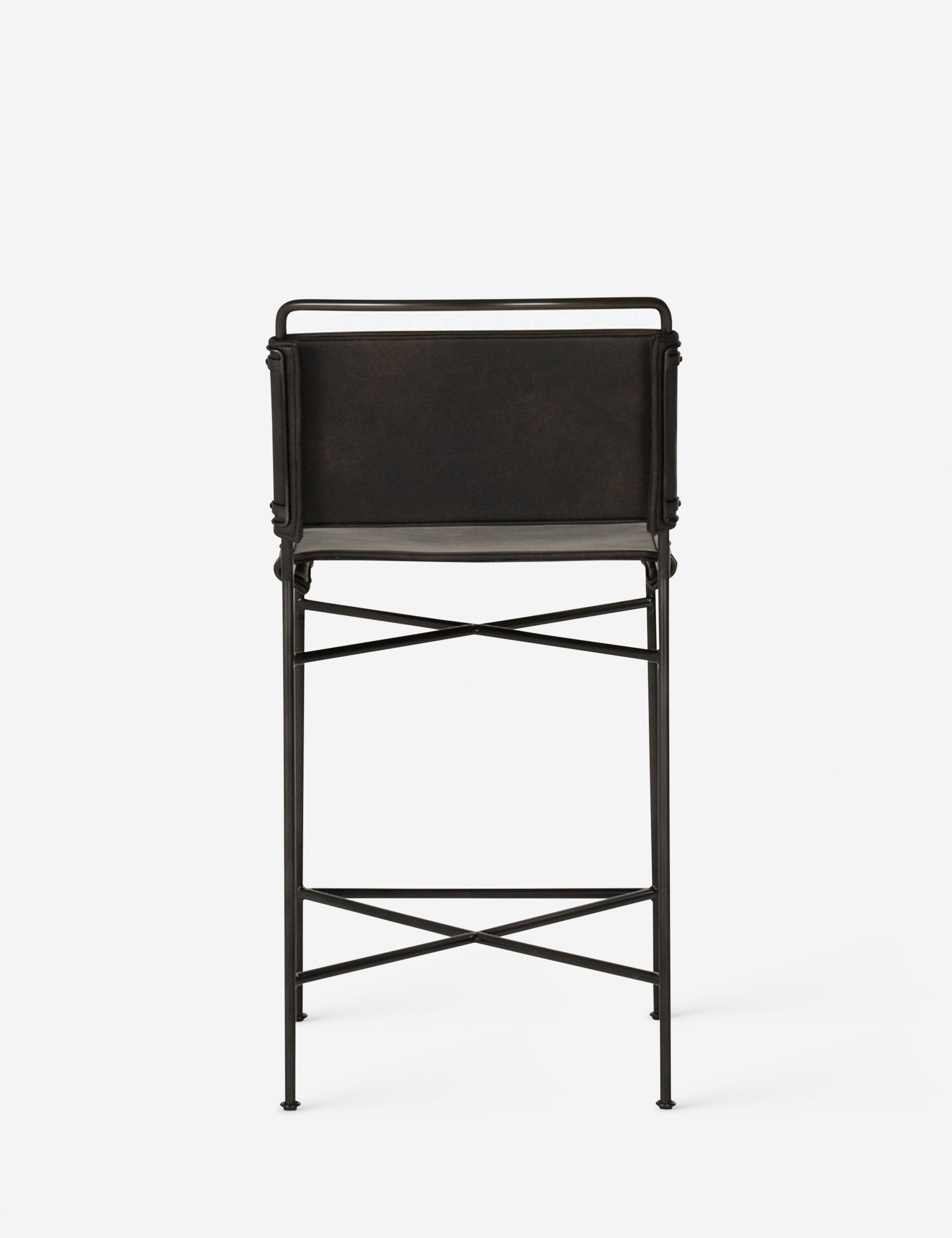 Oxton Distressed Black Faux Leather Counter Stool