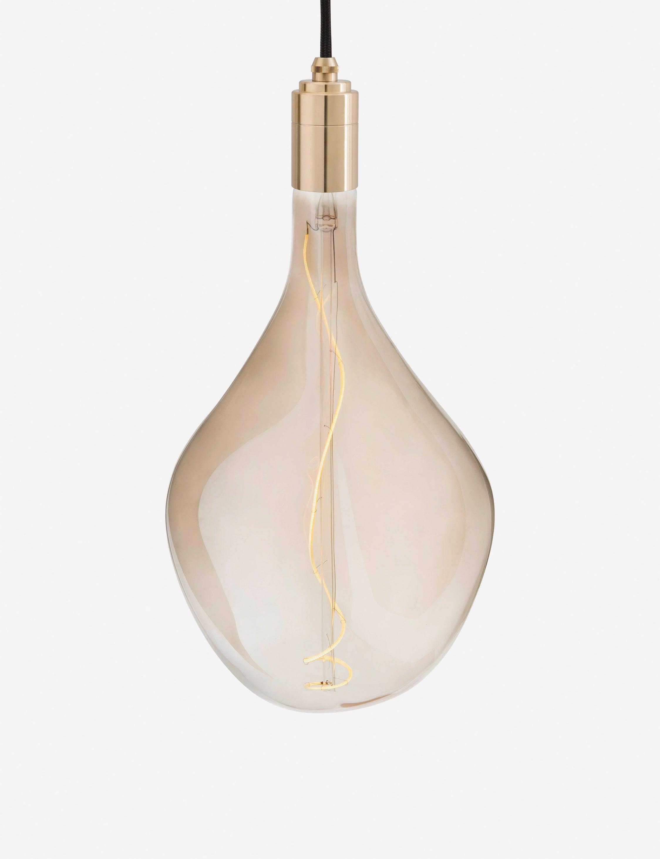 Voronoi III Brass Pendant Light with Sculptural Bulb - 13.5" Height