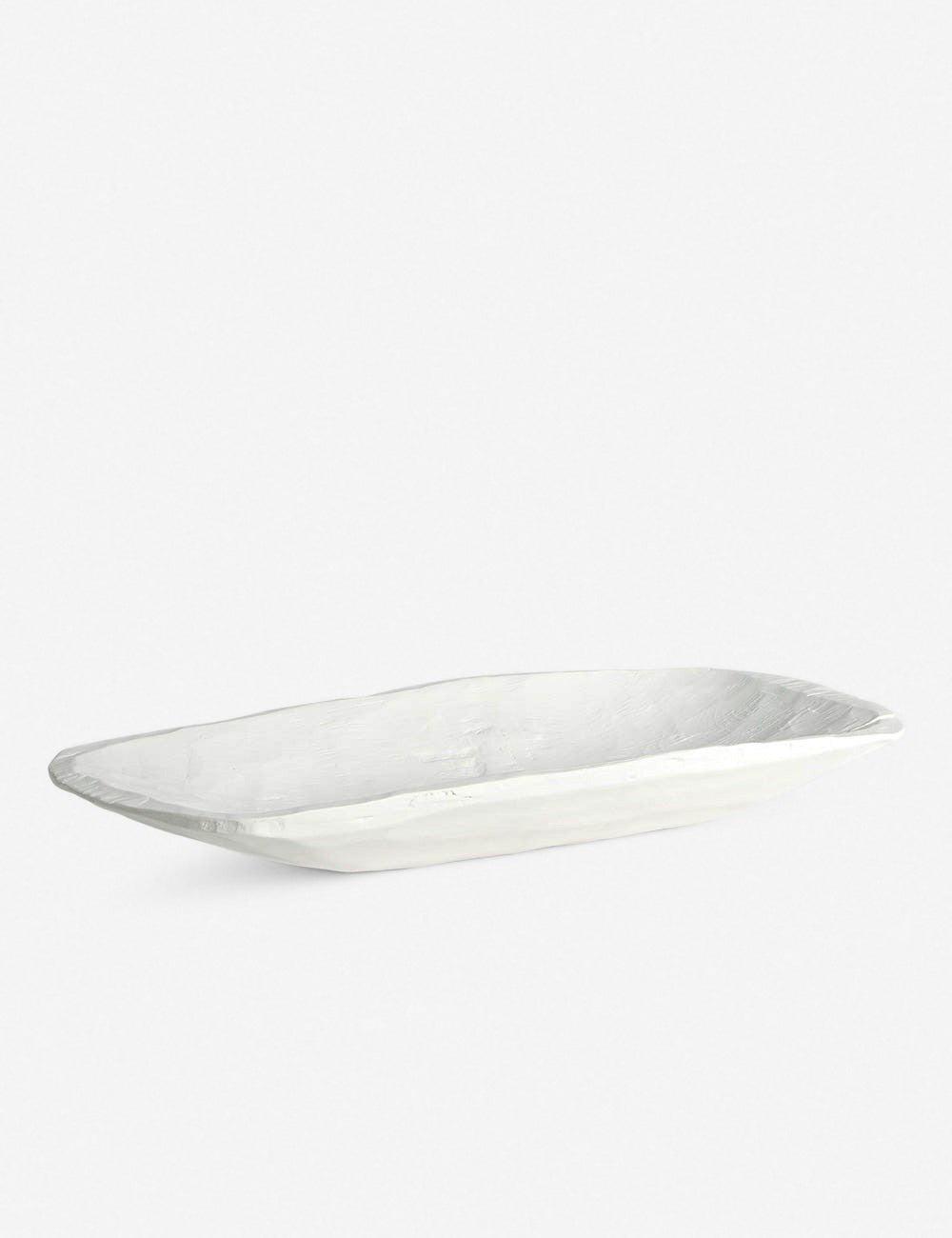 Elegance in Matte White: Faux Timber Rectangular Centerpiece Bowl