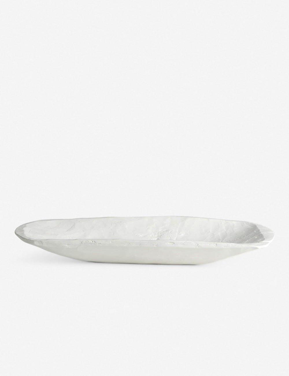 Elegance in Matte White: Faux Timber Rectangular Centerpiece Bowl