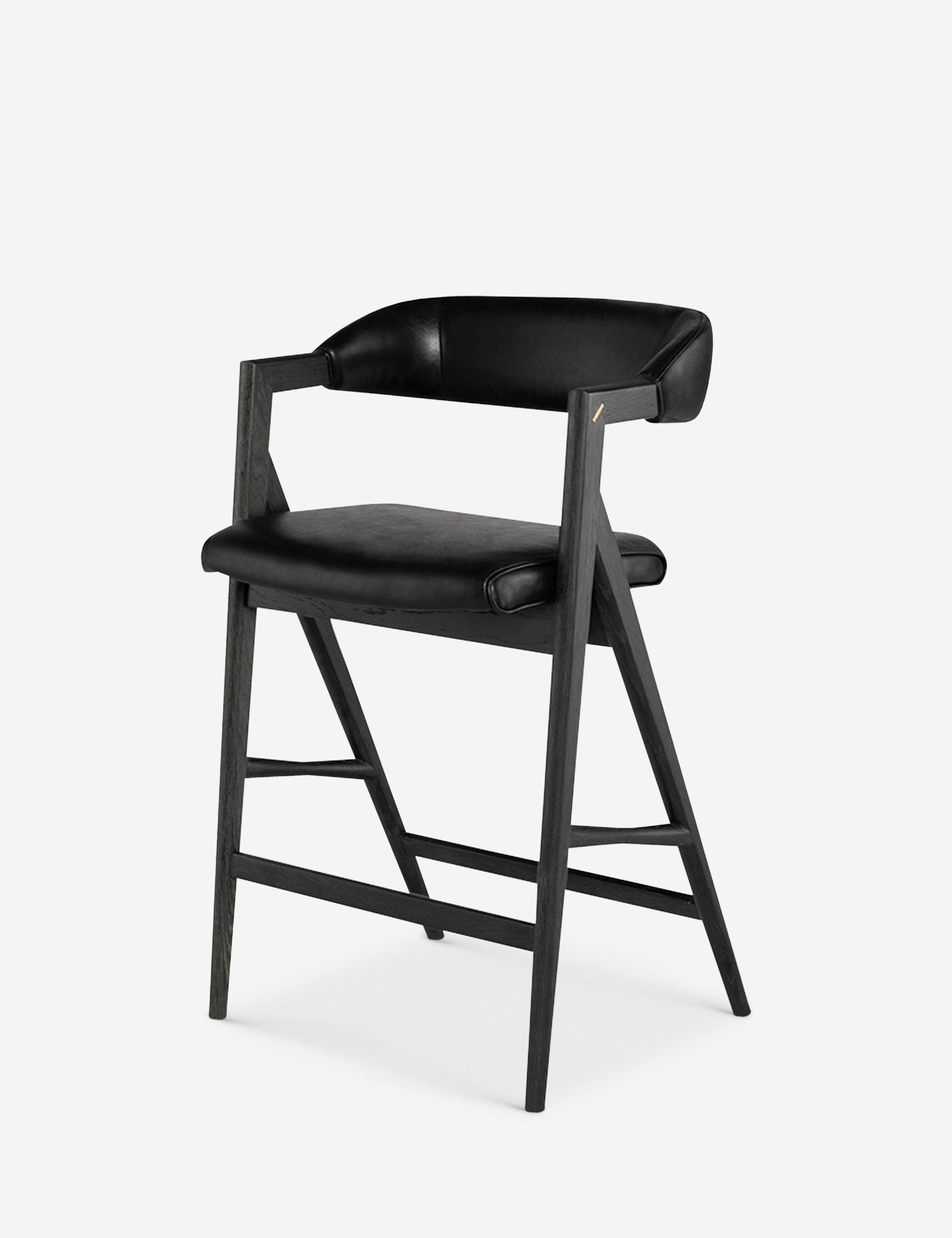 Sandia Transitional Black Leather Counter Stool