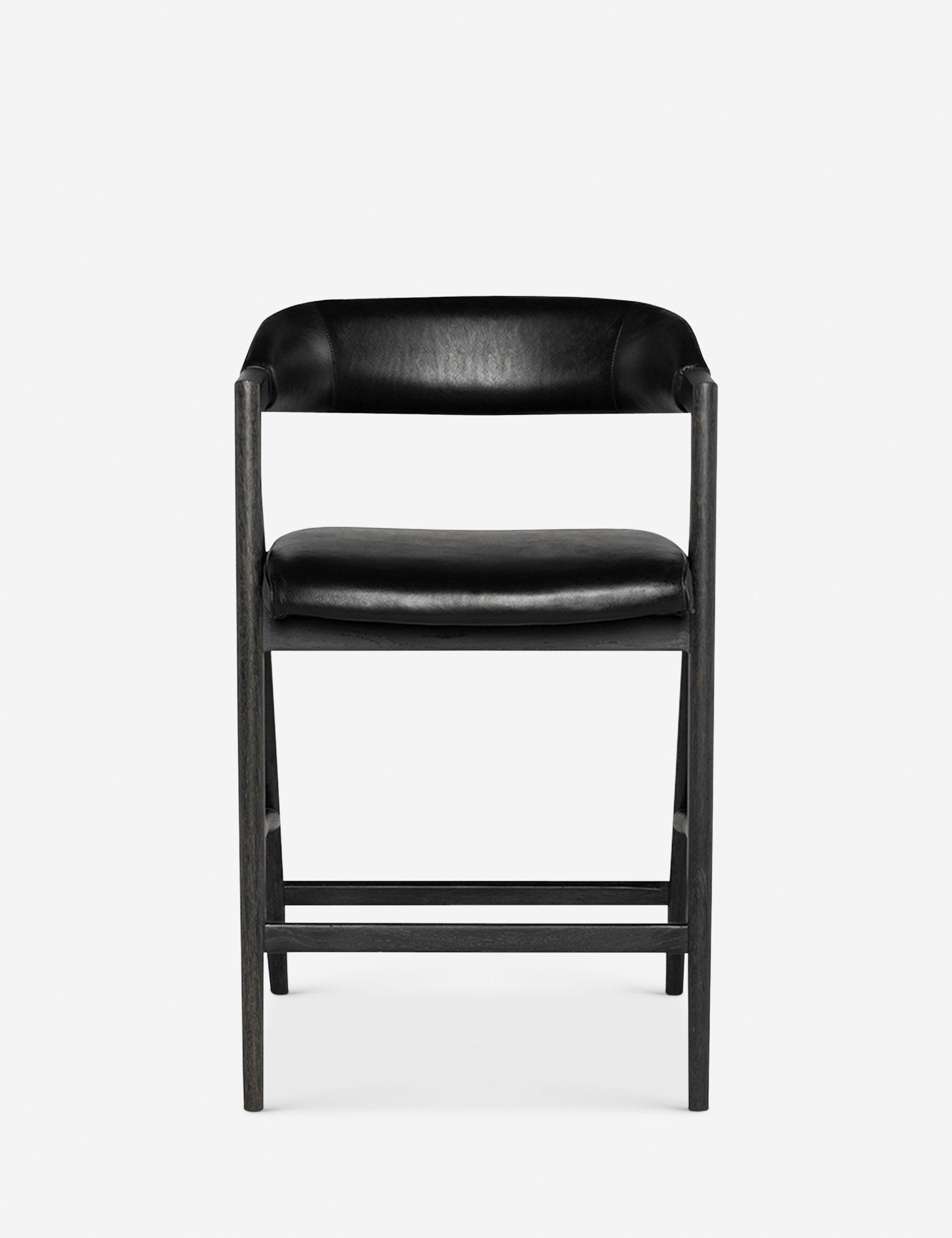 Sandia Transitional Black Leather Counter Stool