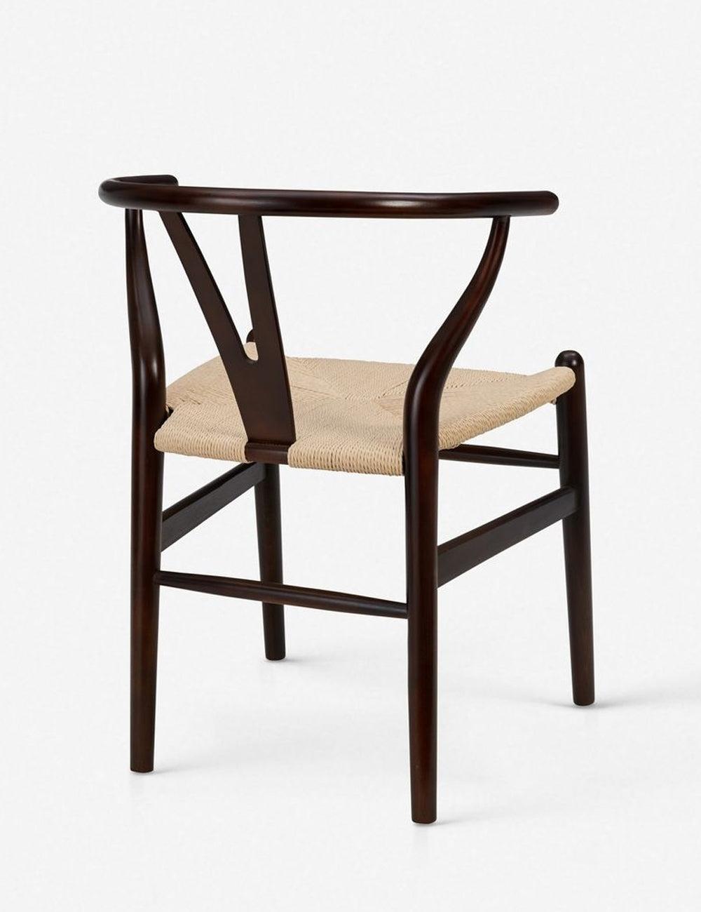 Walnut Wood Elegant Side Chair with Woven Rush Seat