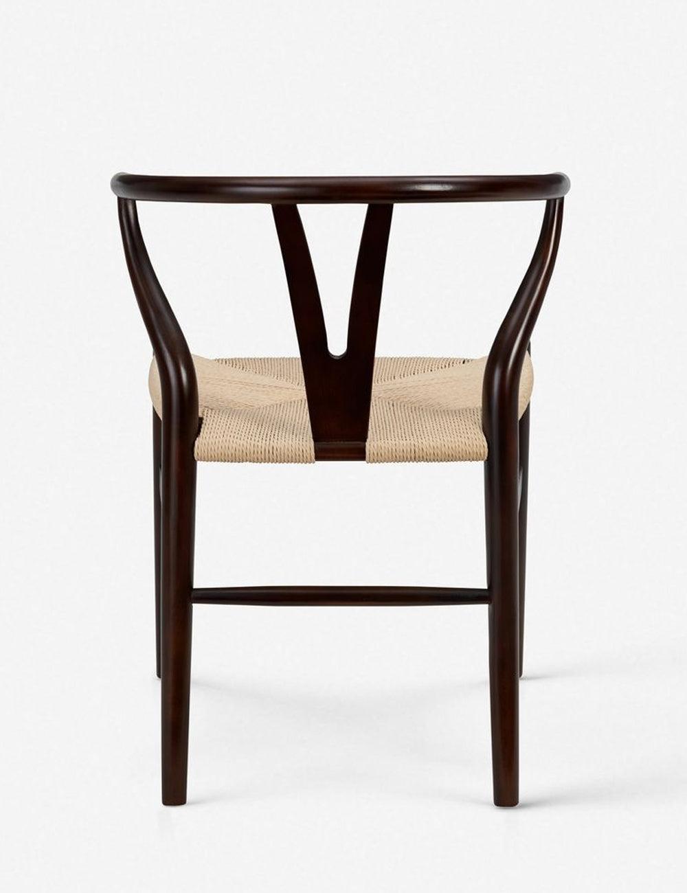 Walnut Wood Elegant Side Chair with Woven Rush Seat