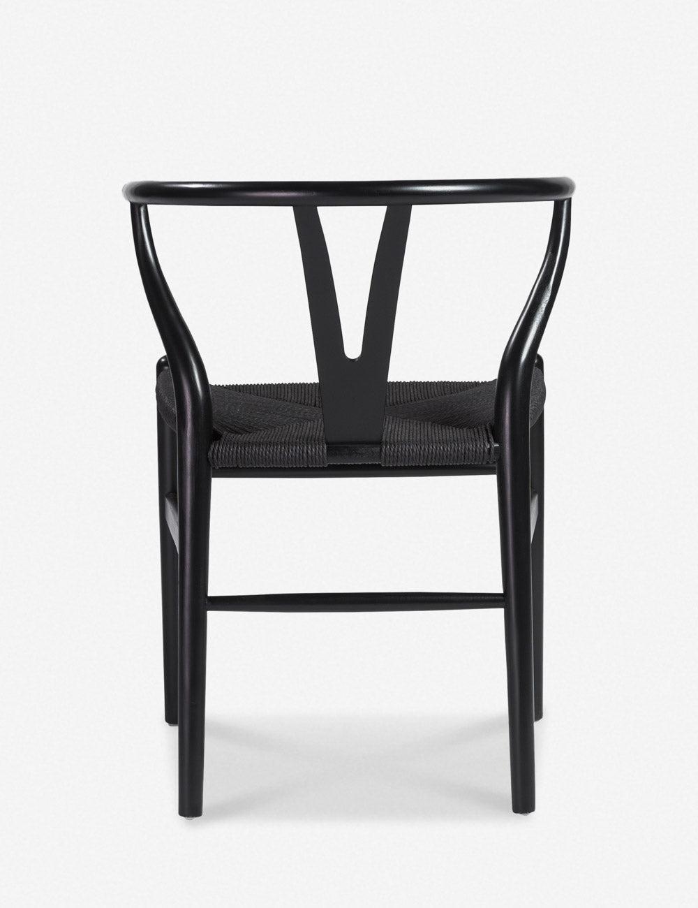 Evelina Black Beech Wood Side Chair with Woven Rush Seat, Set of 2