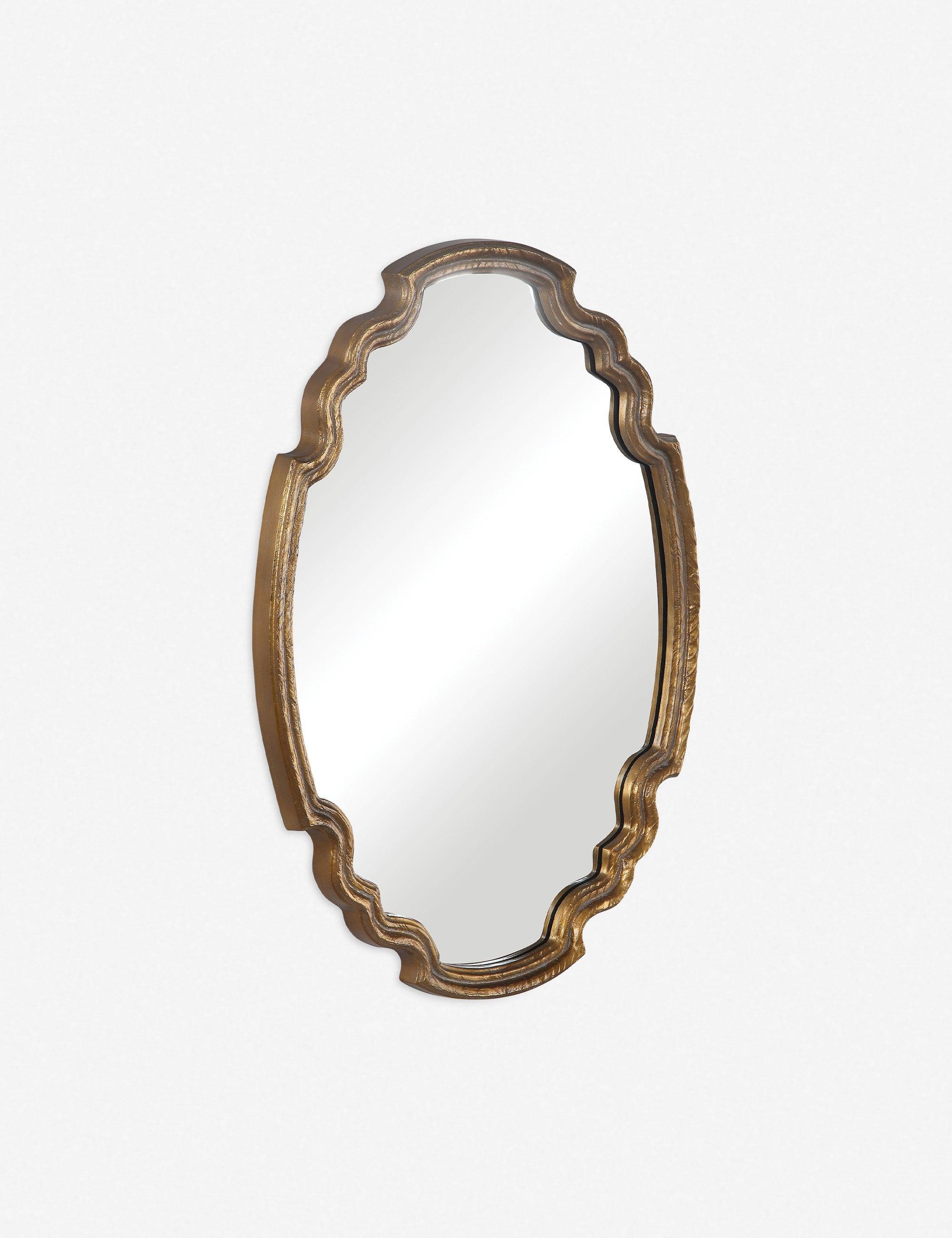 Ariane Gold Leaf 25" x 35" Oval Wood Wall Mirror