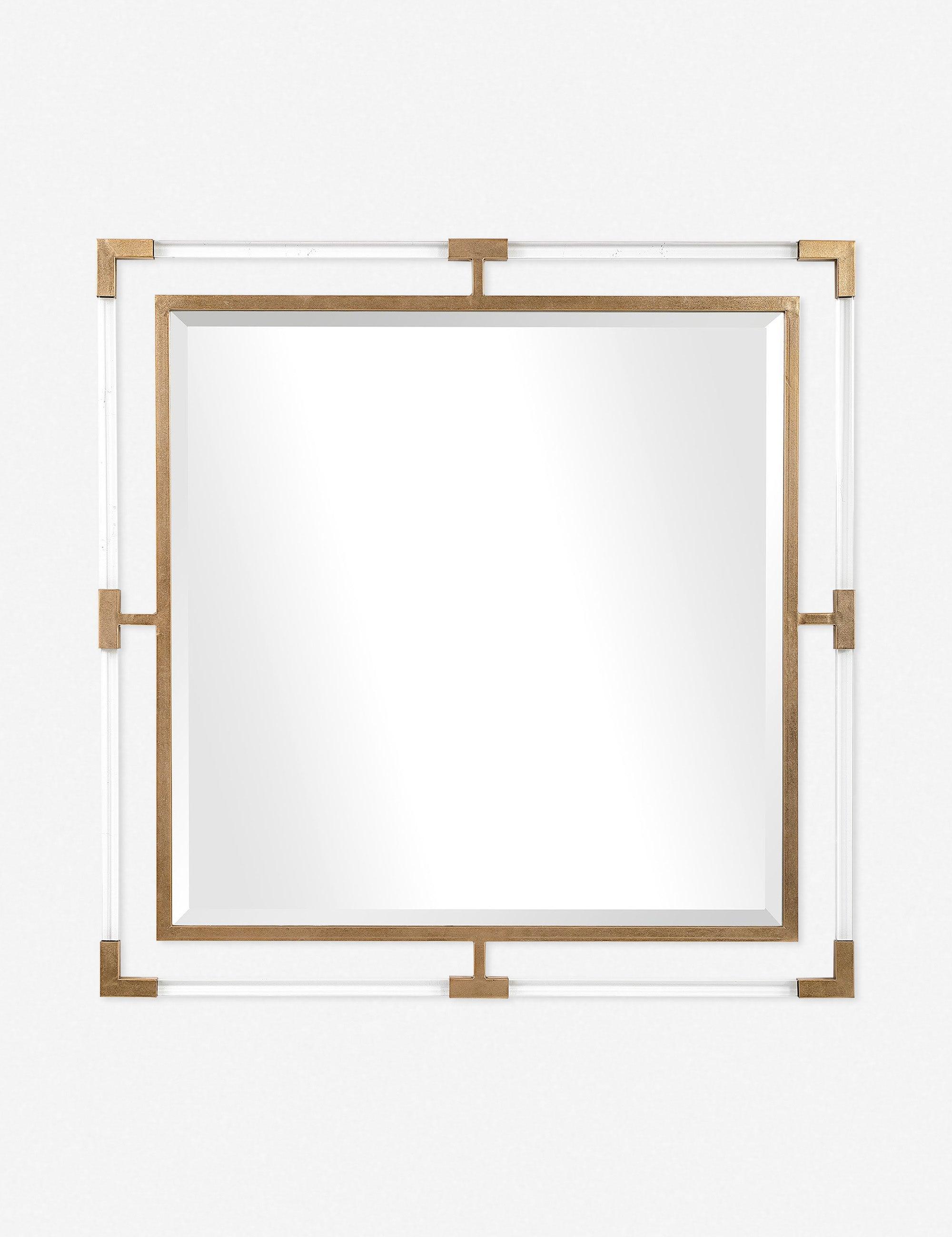 Elevate Gold Leaf 40" Square Wood Mirror with Acrylic Accents