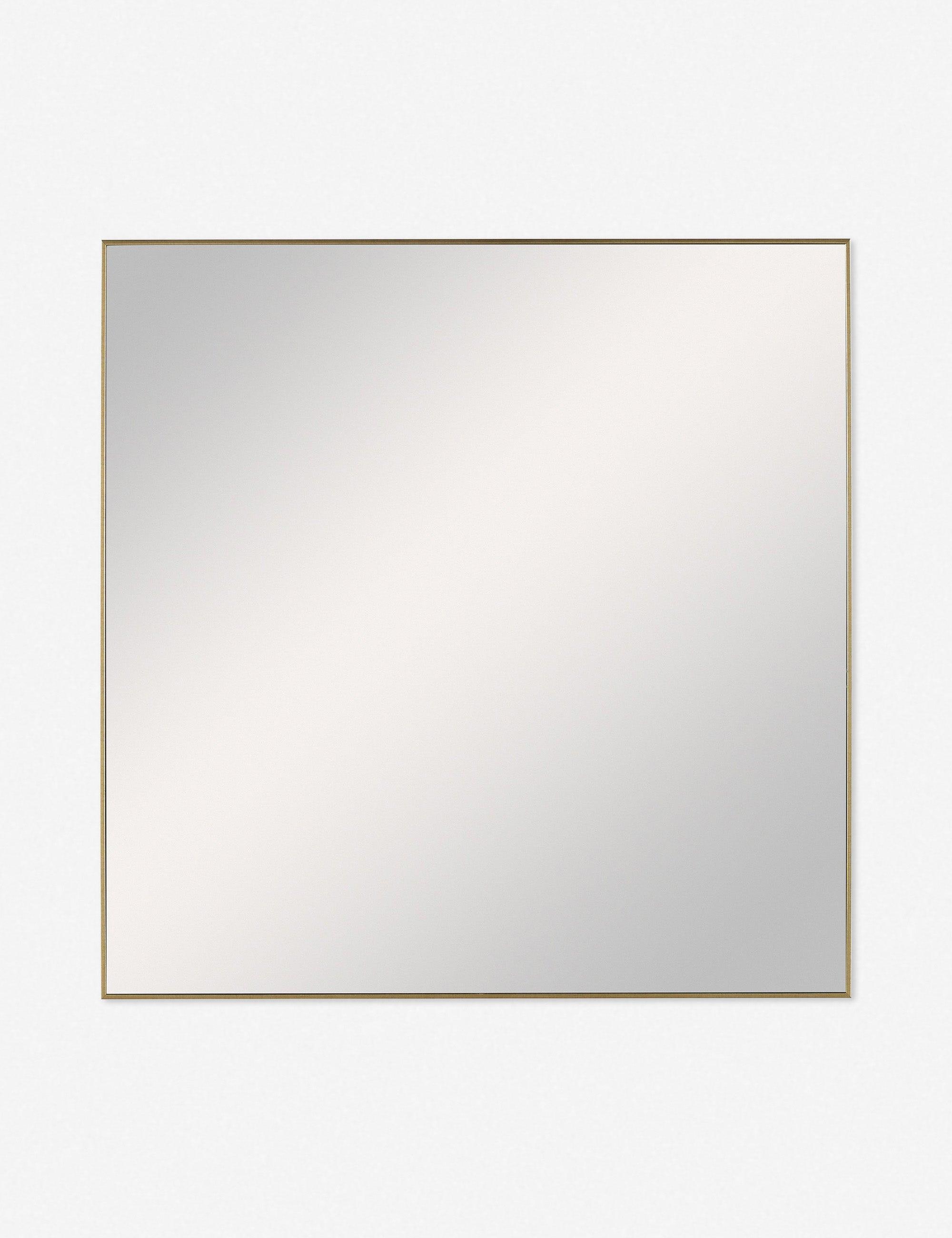 Contemporary Brushed Gold 29" Square Wood Vanity Mirror