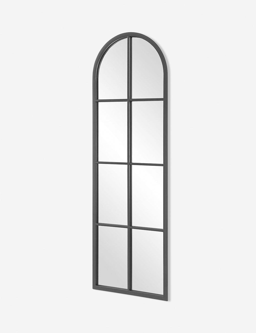 Arlington Transitional Arched Black Wood Mirror 17"x50"