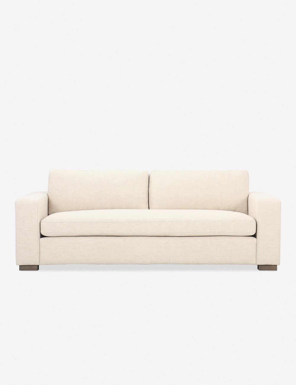 Thames Cream Performance Fabric Sofa with Washed Espresso Accents