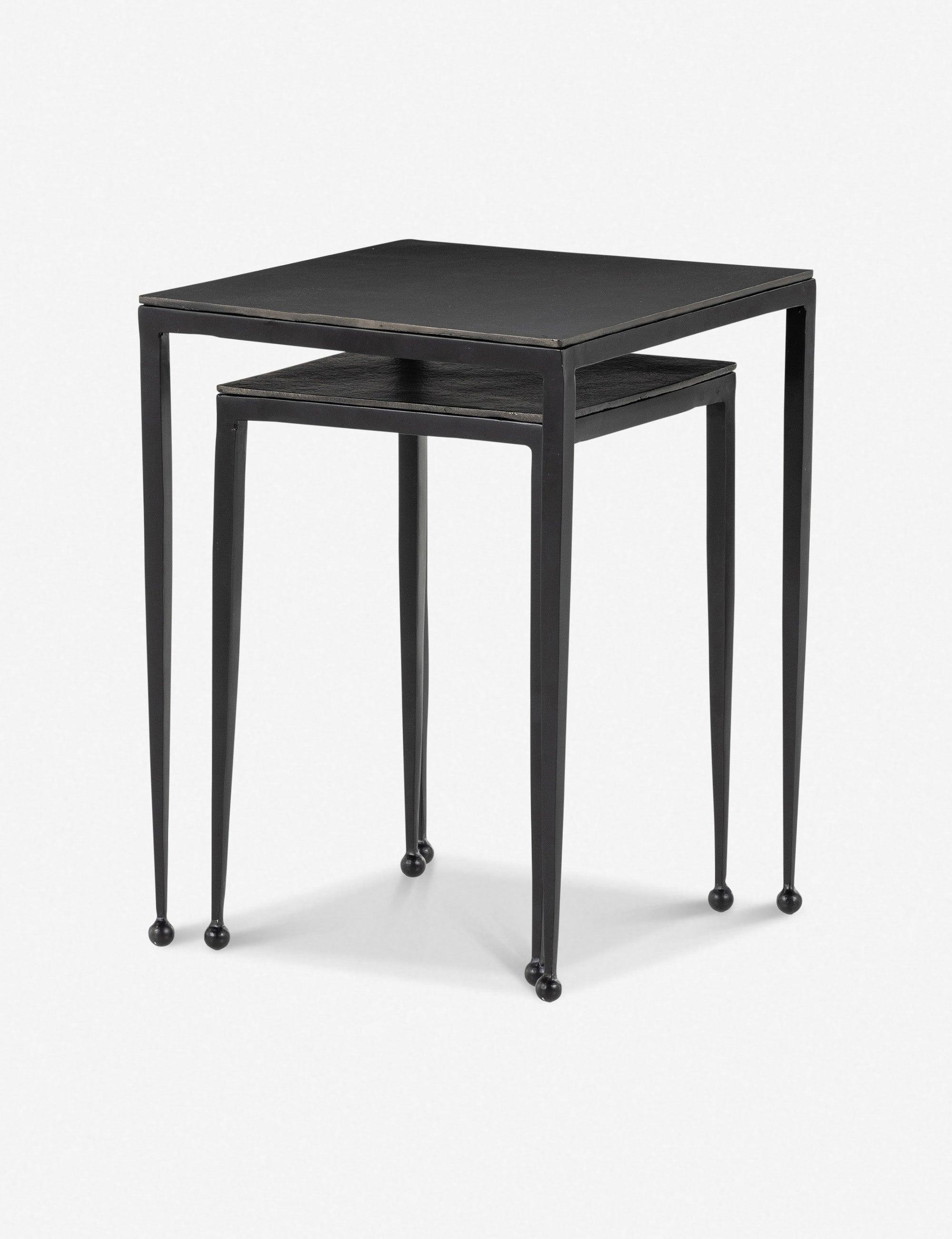 Dalston Square Black Aluminum Nesting Side Tables (Set of 2)