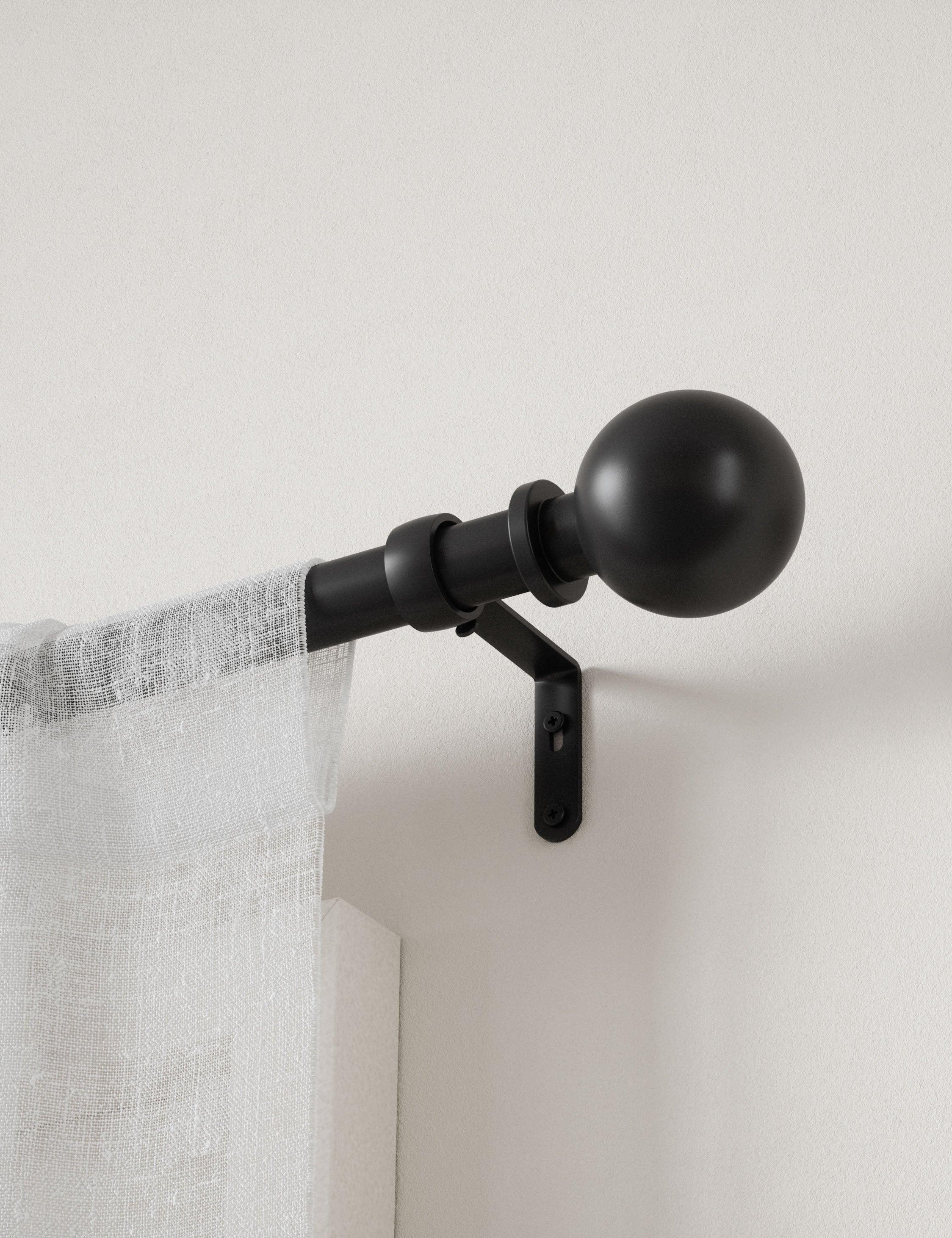 Bowman Curtain Rod - Brushed Black / 36"-72"