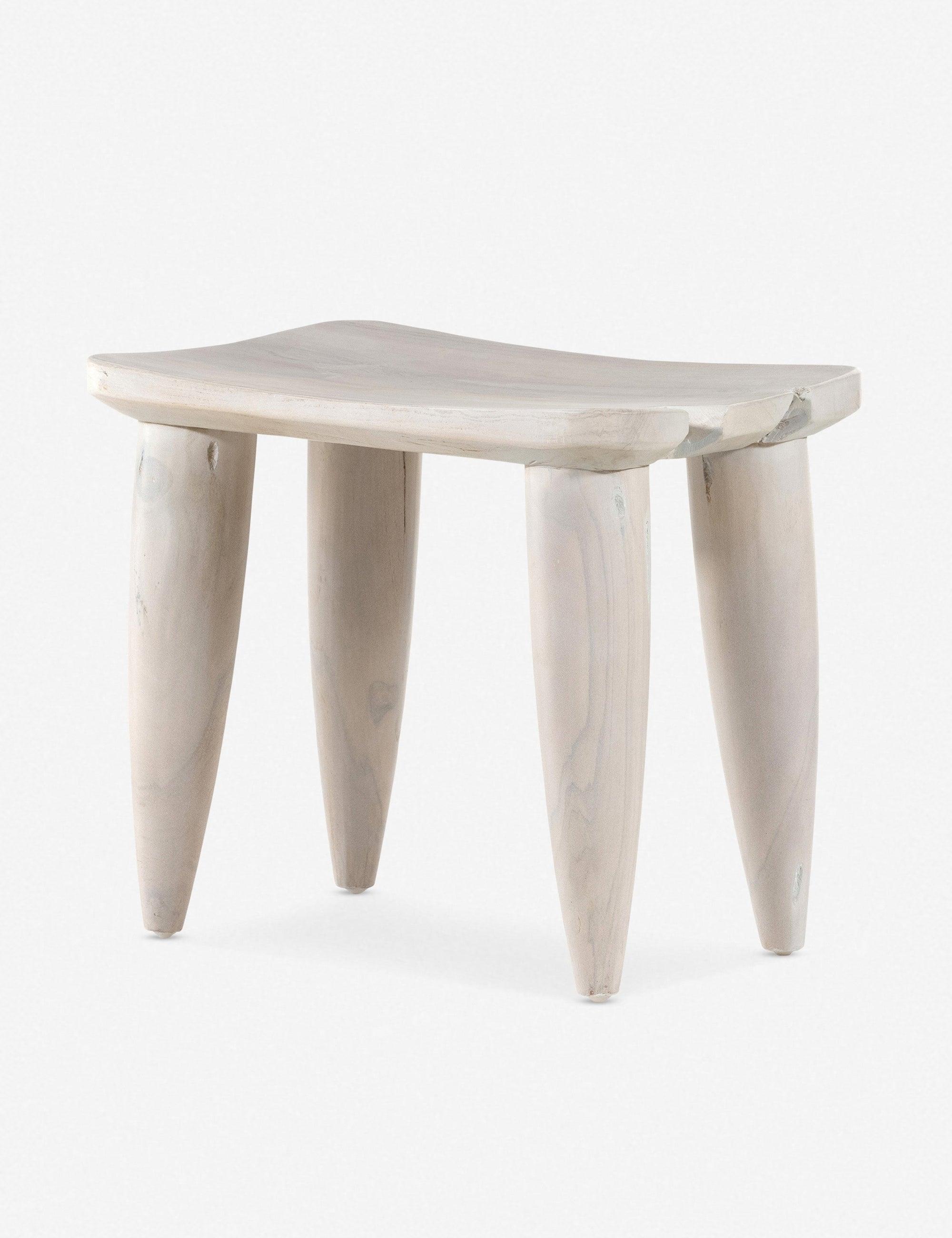 Cream Teak Organic Texture Indoor/Outdoor Stool