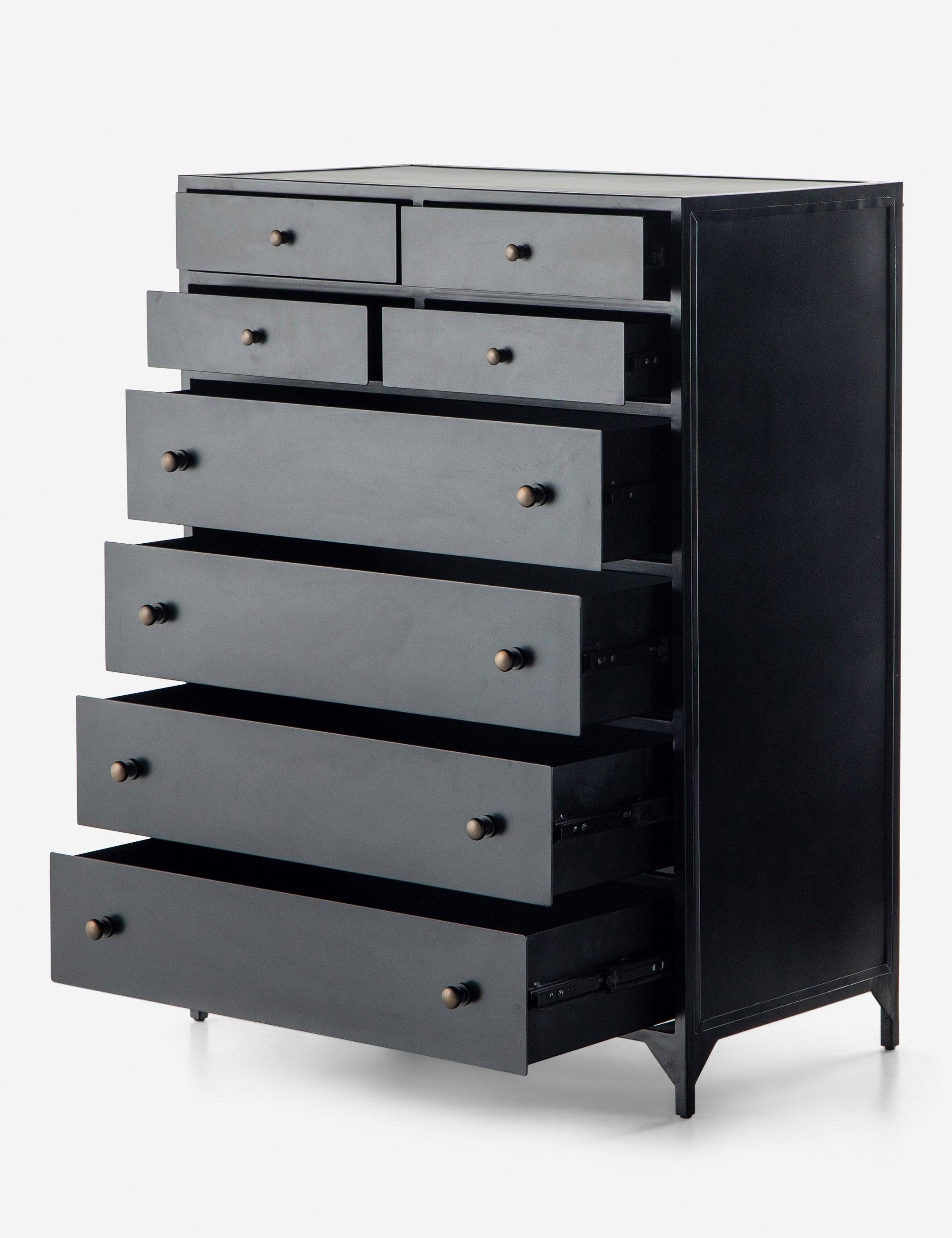 Belmont Industrial Black Iron 8-Drawer Tall Dresser