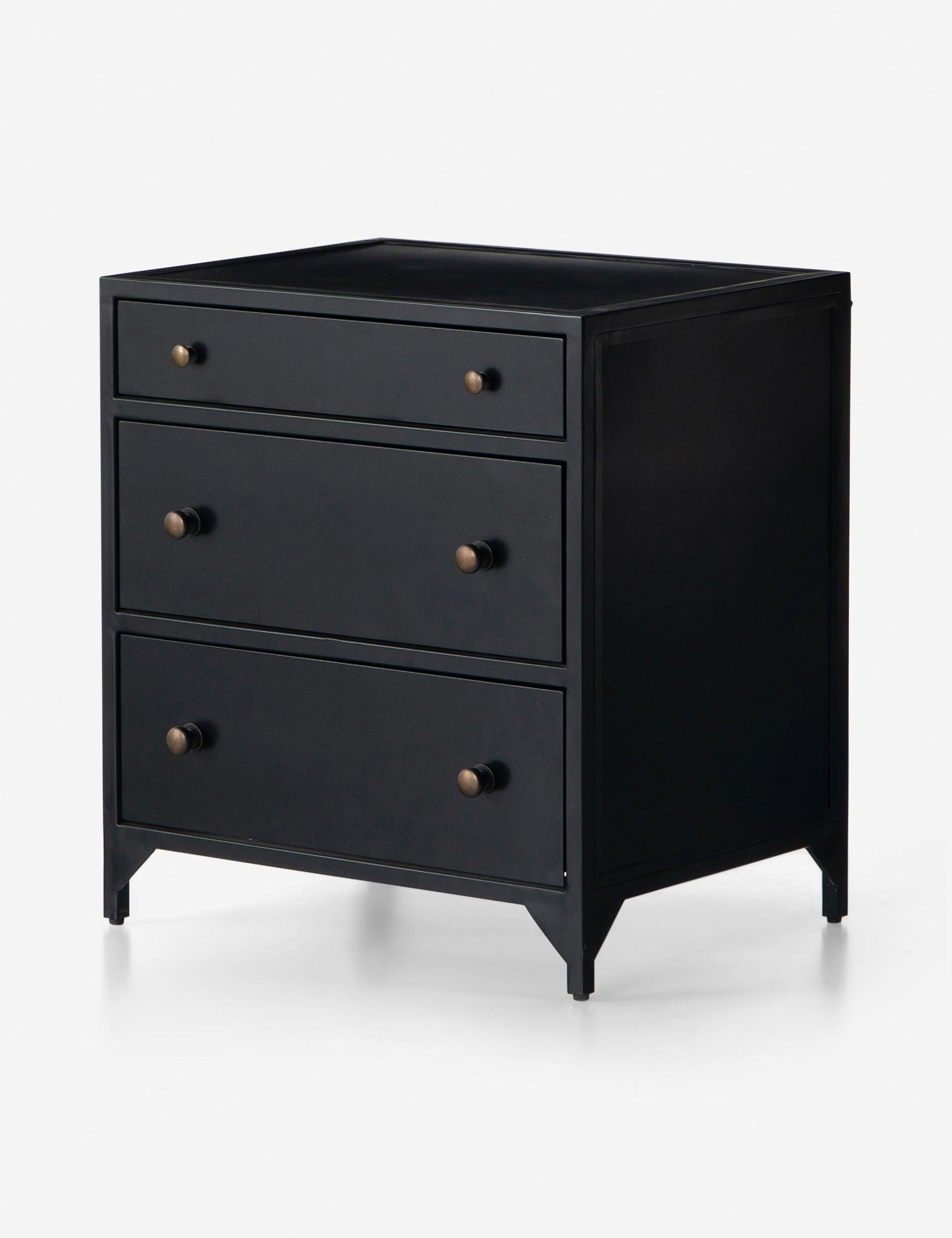 Belmont Industrial Black Iron 3-Drawer Nightstand