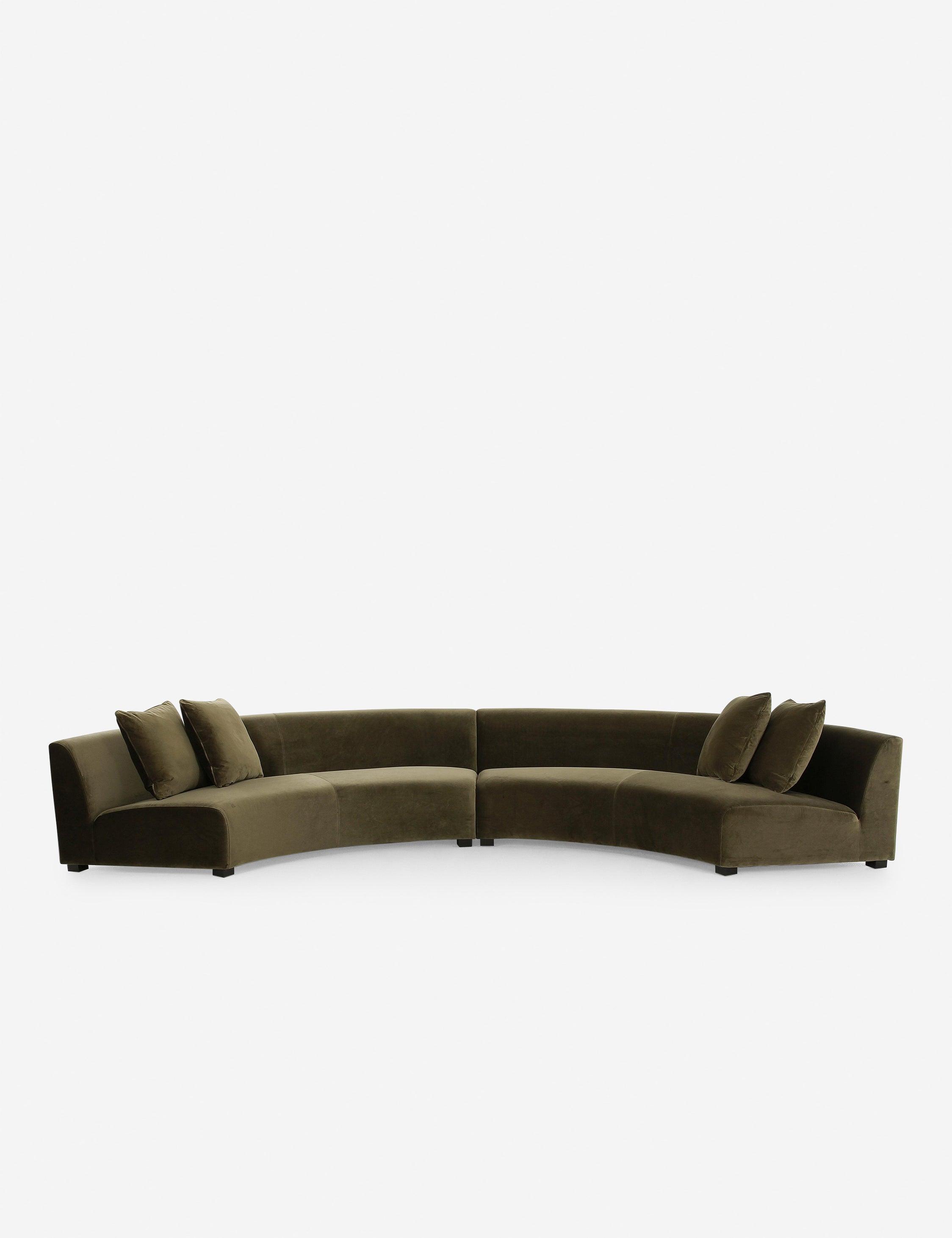 Saban Curved Sofa - Olive Velvet / Left-Facing
