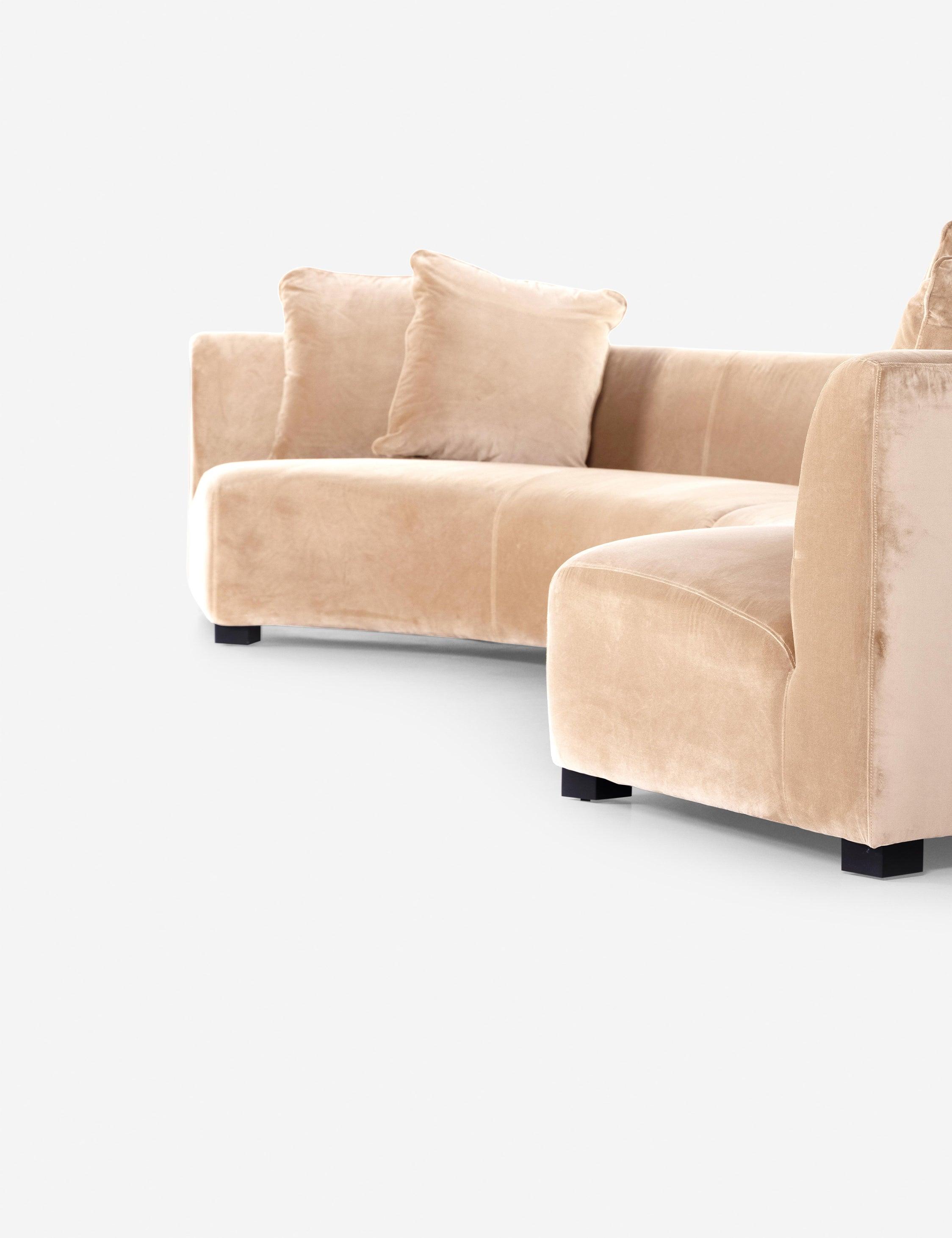 Saban 2-Piece Curved Sectional Sofa - Camel Velvet