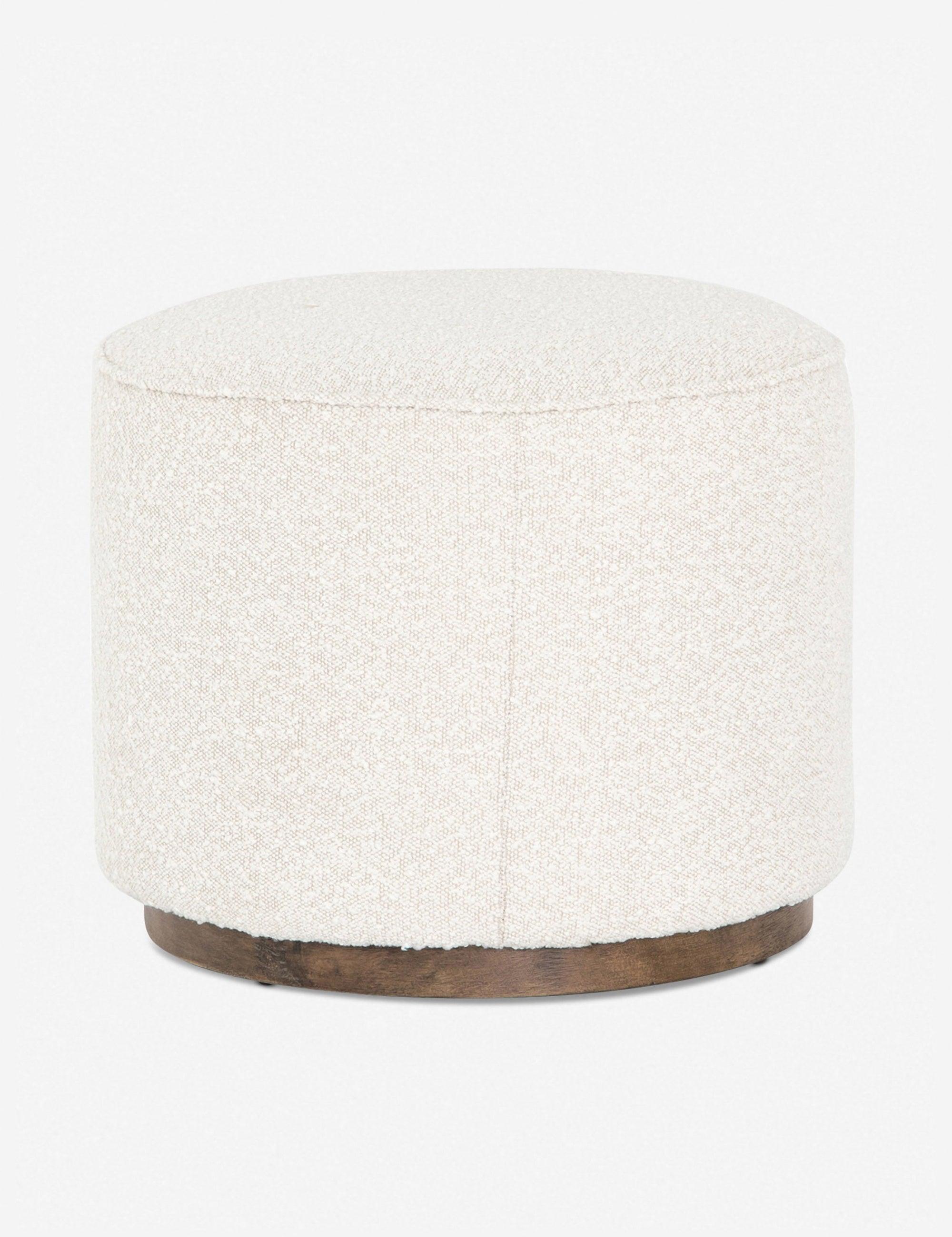 Aldora Natural Boucle Round Plinth Base Upholstered Stool