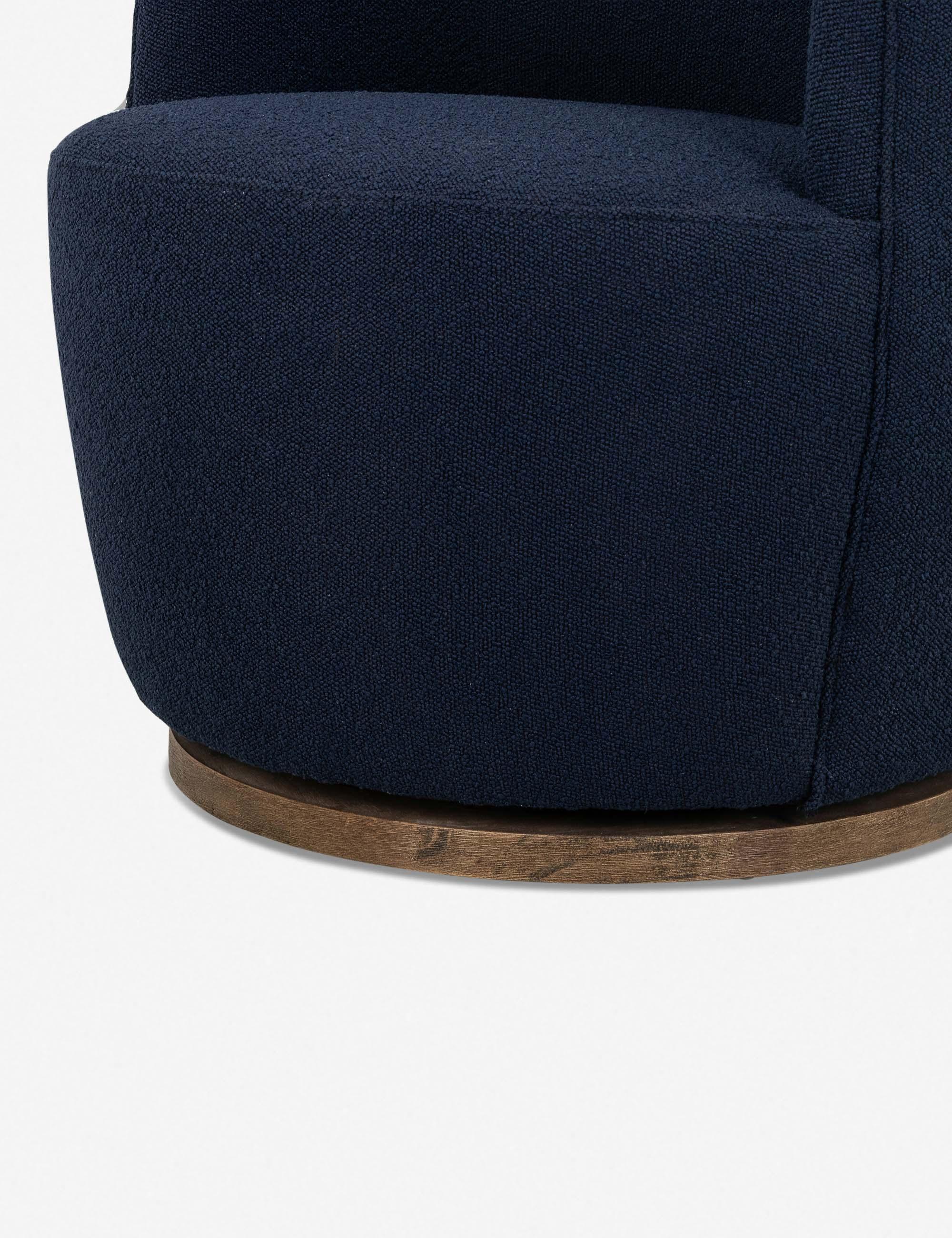 Copenhagen Indigo Leather Swivel Chair with Sustainably Sourced Base