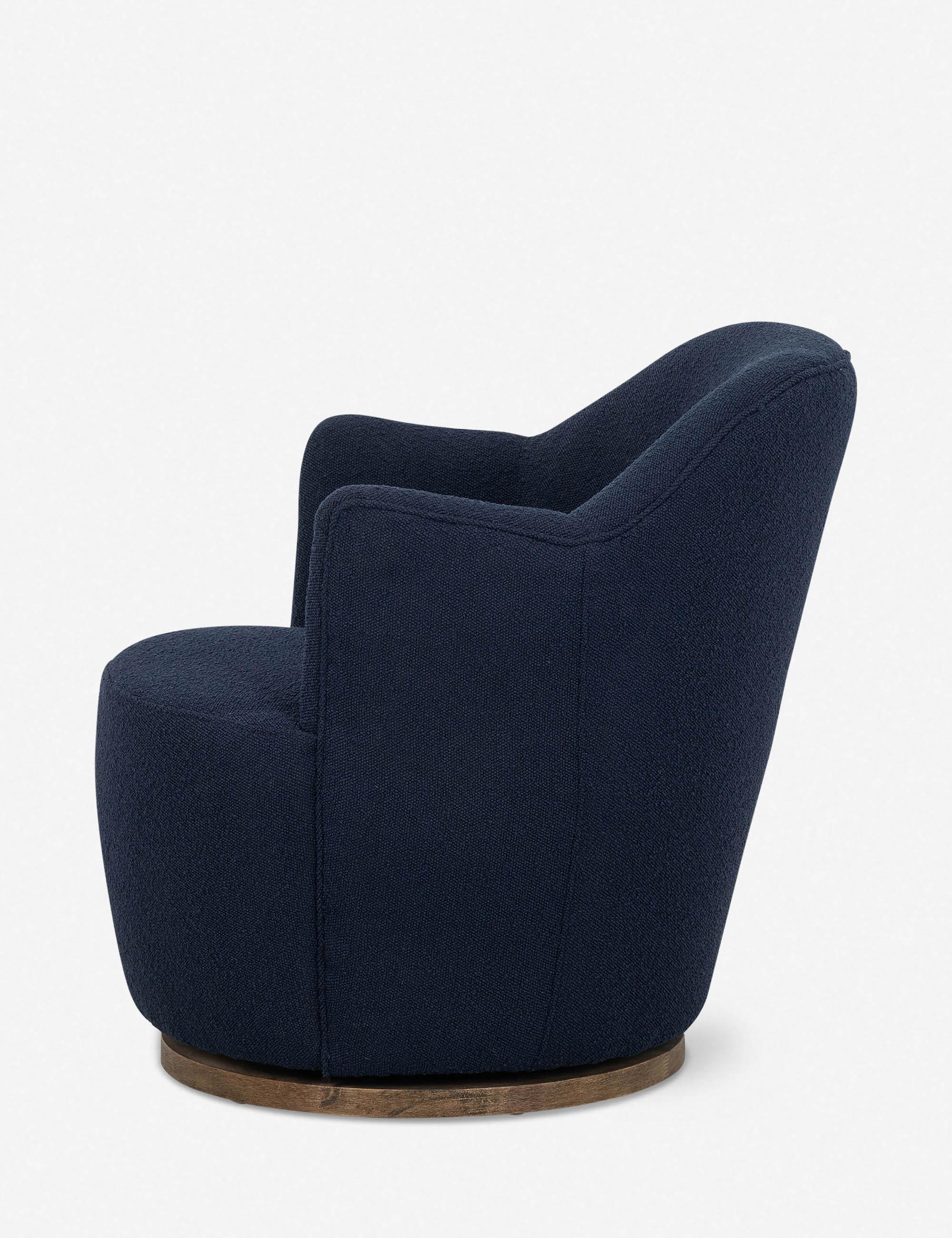 Copenhagen Indigo Leather Swivel Chair with Sustainably Sourced Base