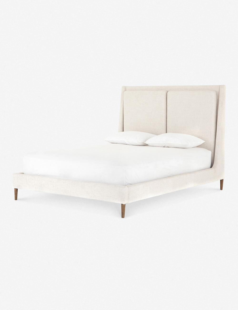 Dover Crescent King-Size Bed with Upholstered Linen Headboard