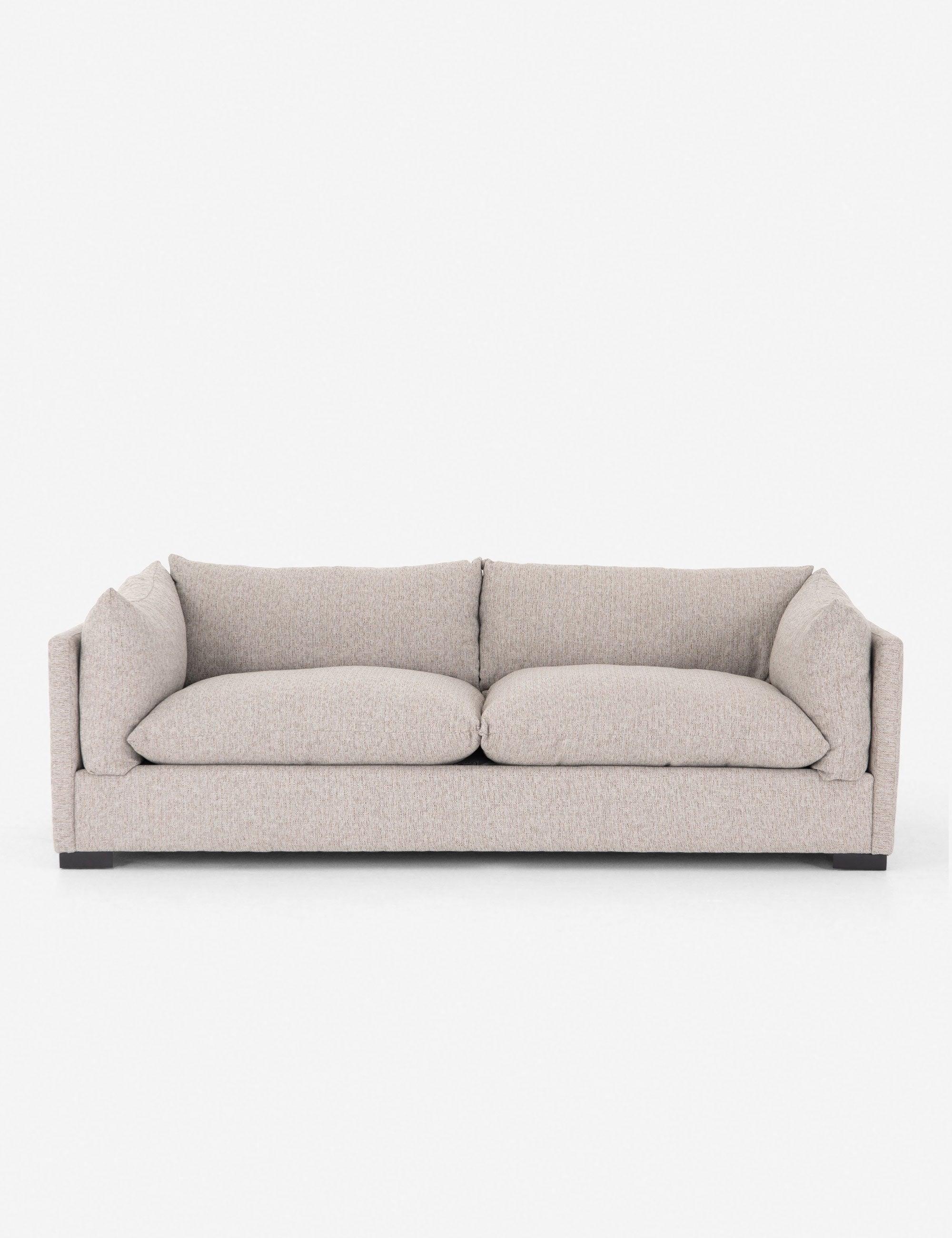 Beige Casual Comfort 90" Cotton Blend Sofa with Track Arms