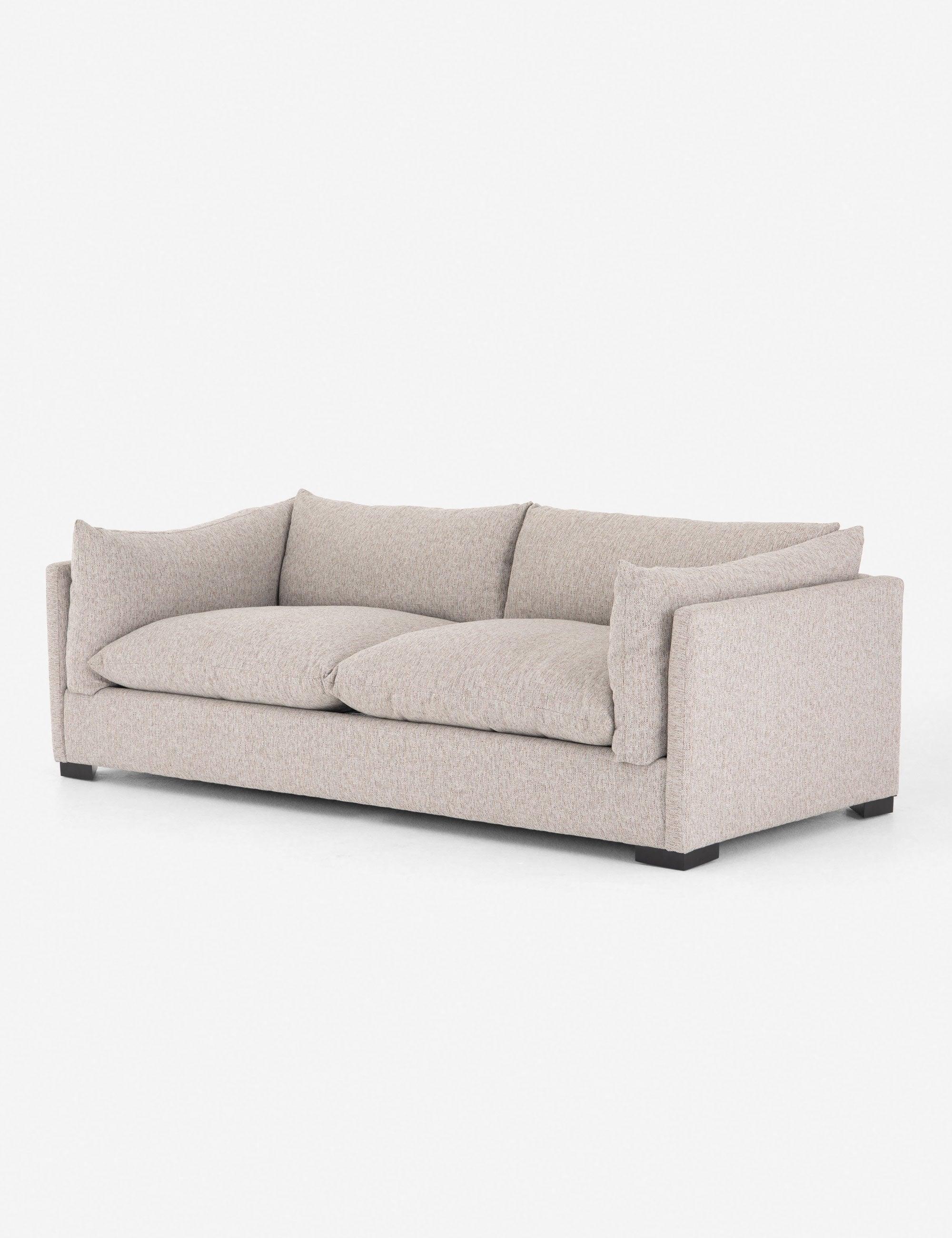 Beige Casual Comfort 90" Cotton Blend Sofa with Track Arms