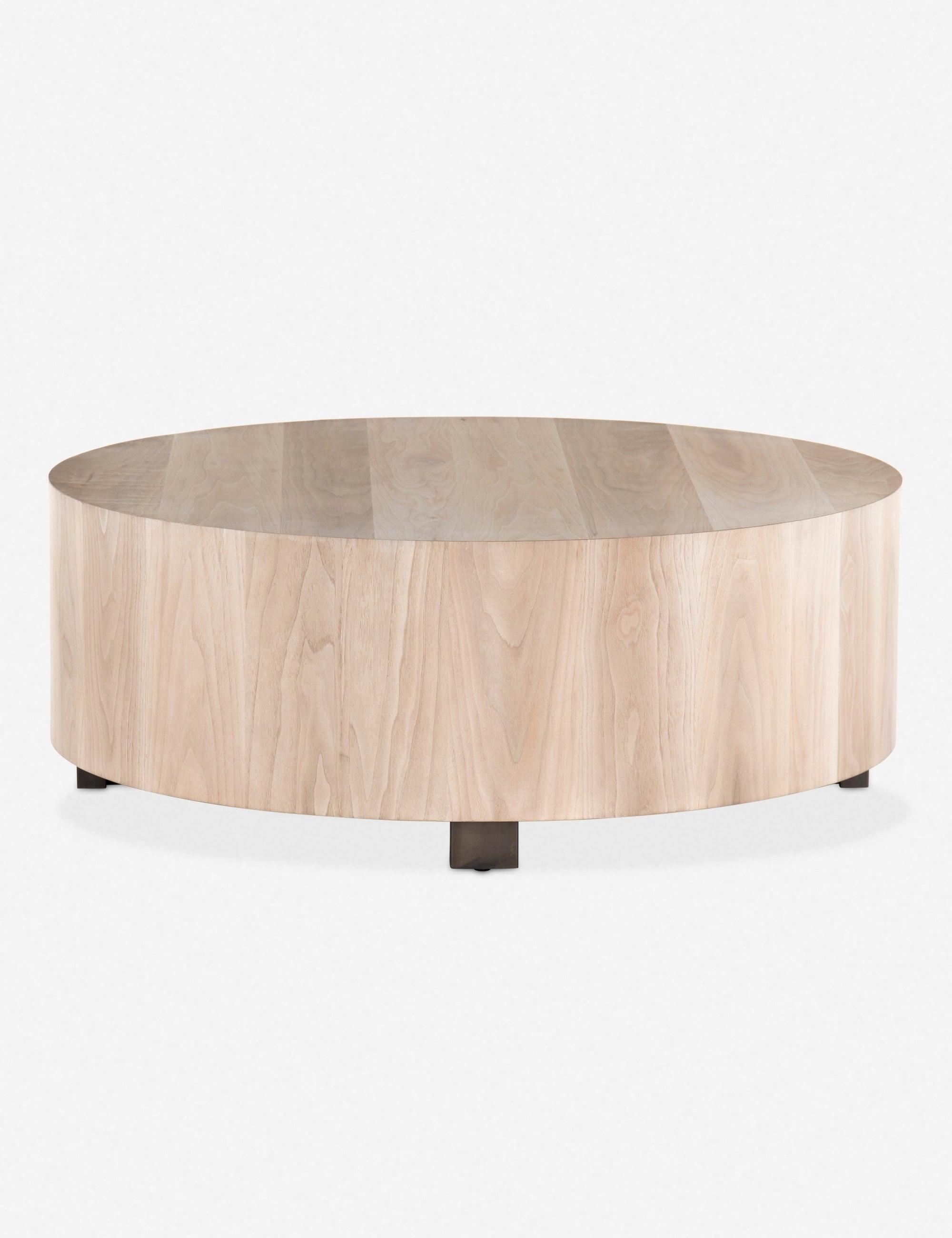 Contemporary Cream Wood Round Coffee Table, 40" Diameter