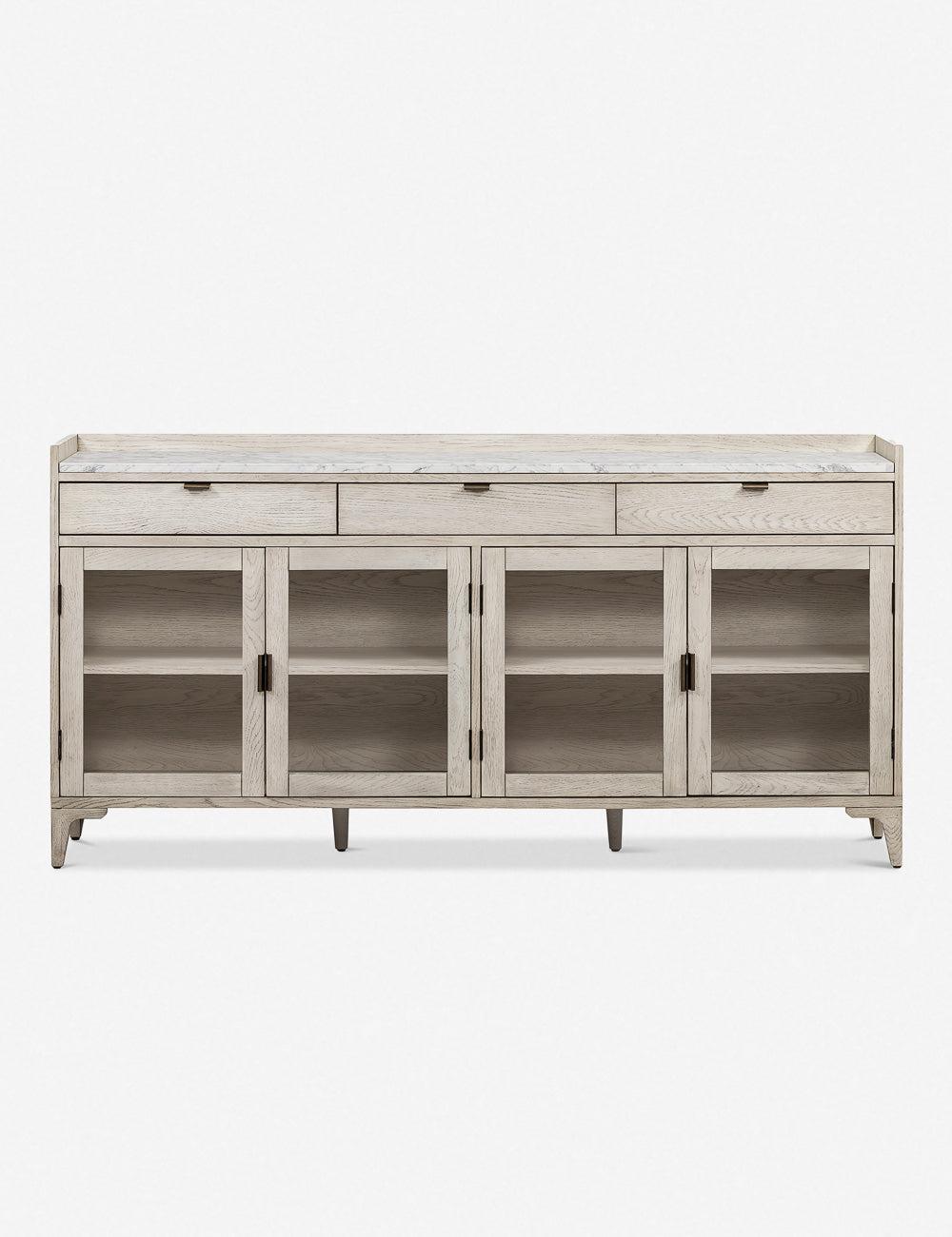 Elegant Gray 72'' Traditional Sideboard with Marble Top