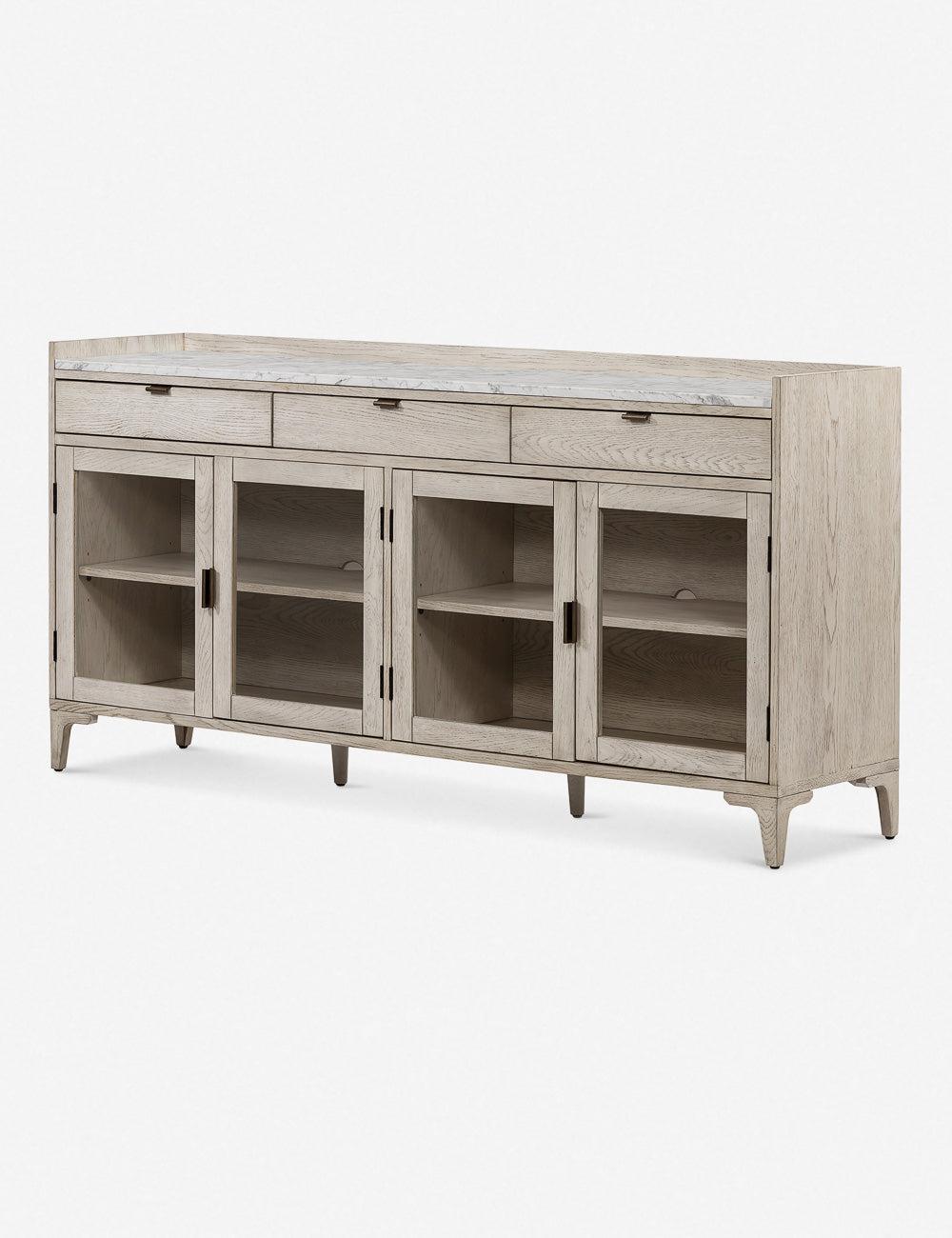 Elegant Gray 72'' Traditional Sideboard with Marble Top